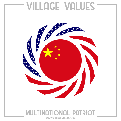 United States and China Chinese multinational flag combination.