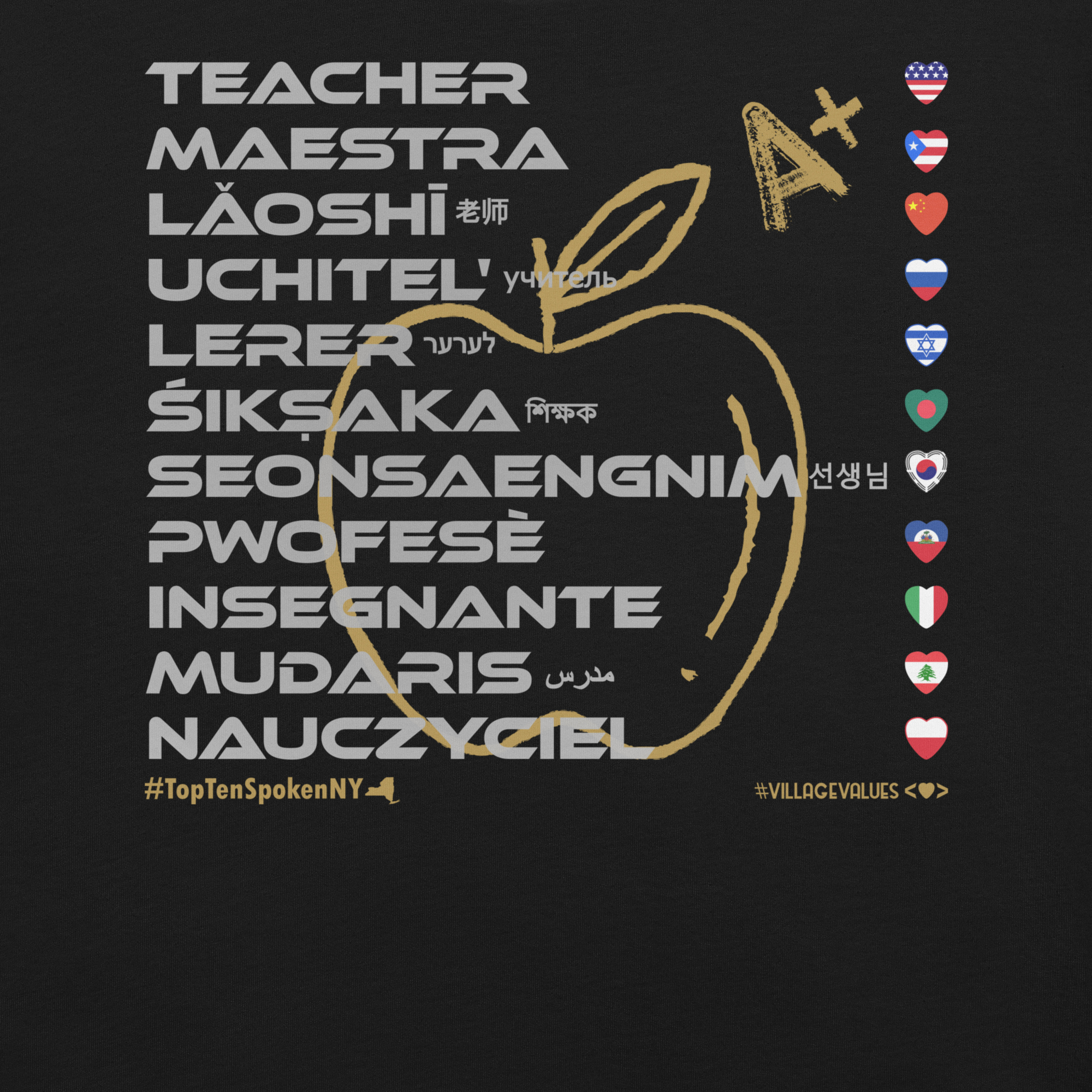 TEACHER | Top Ten Spoken (NY) | Say ¿Qué? | Unisex T-shirt
