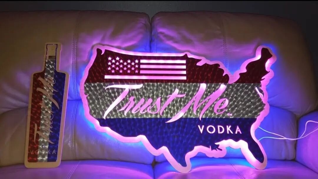 &quot;Crafted something electrifying for Trust Me Vodka &ndash; a sign that lights up the night in RGB brilliance! 🔮🍸 Let the colors of trust and flavor shine. Cheers to creativity and good spirits! 🌈 #TrustMeVodka #SignArt #RGBMagic&quot;
