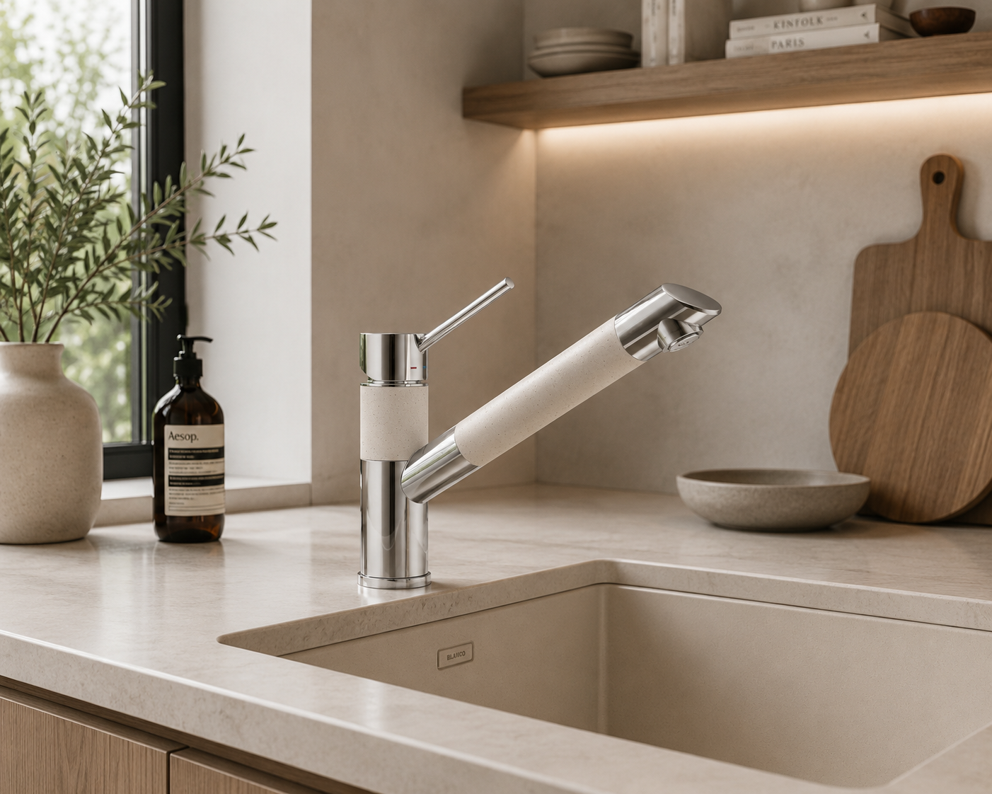 SCHOCK brand ORBIT SINK MIXER, White and Chrome - RRP $1199 (Made in germany)