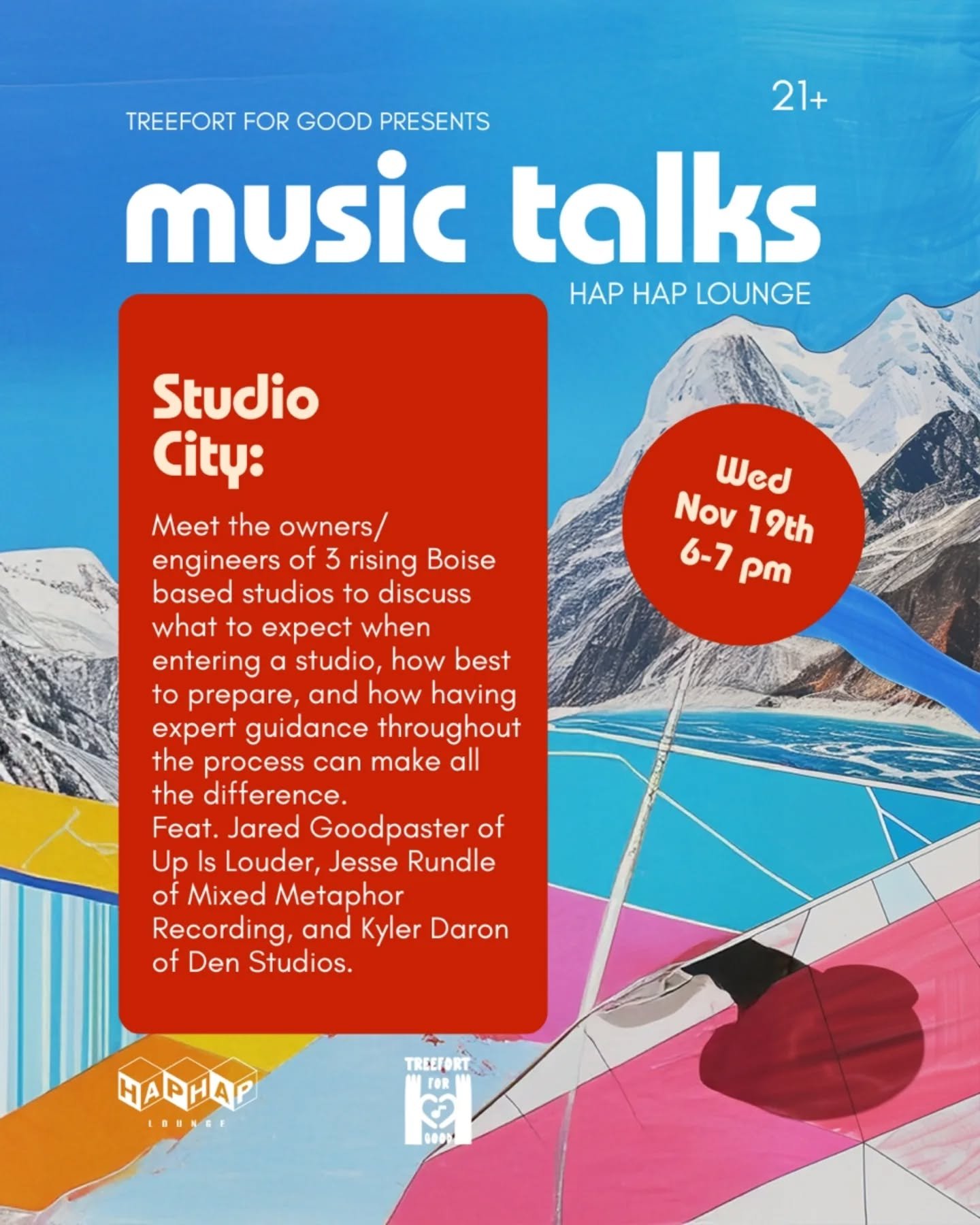 Weds 11/19 at haphap I'll be joining the Treefort for Good panel focused on working in a recording studio.