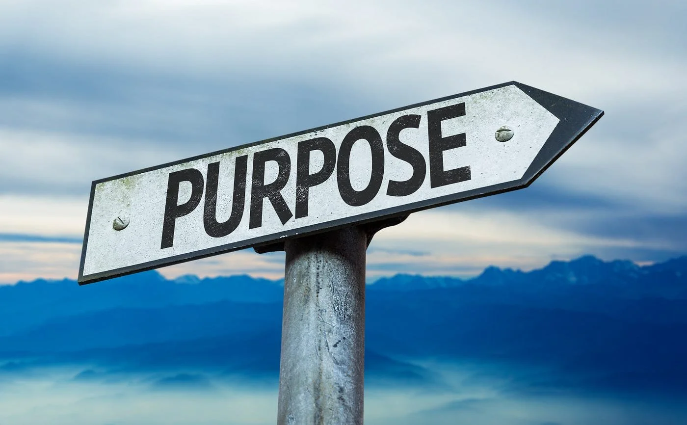 "PURPOSE” street sign symbolizing intention and focus, connected to massage therapy at TrueLife BodyWork in Raglan.