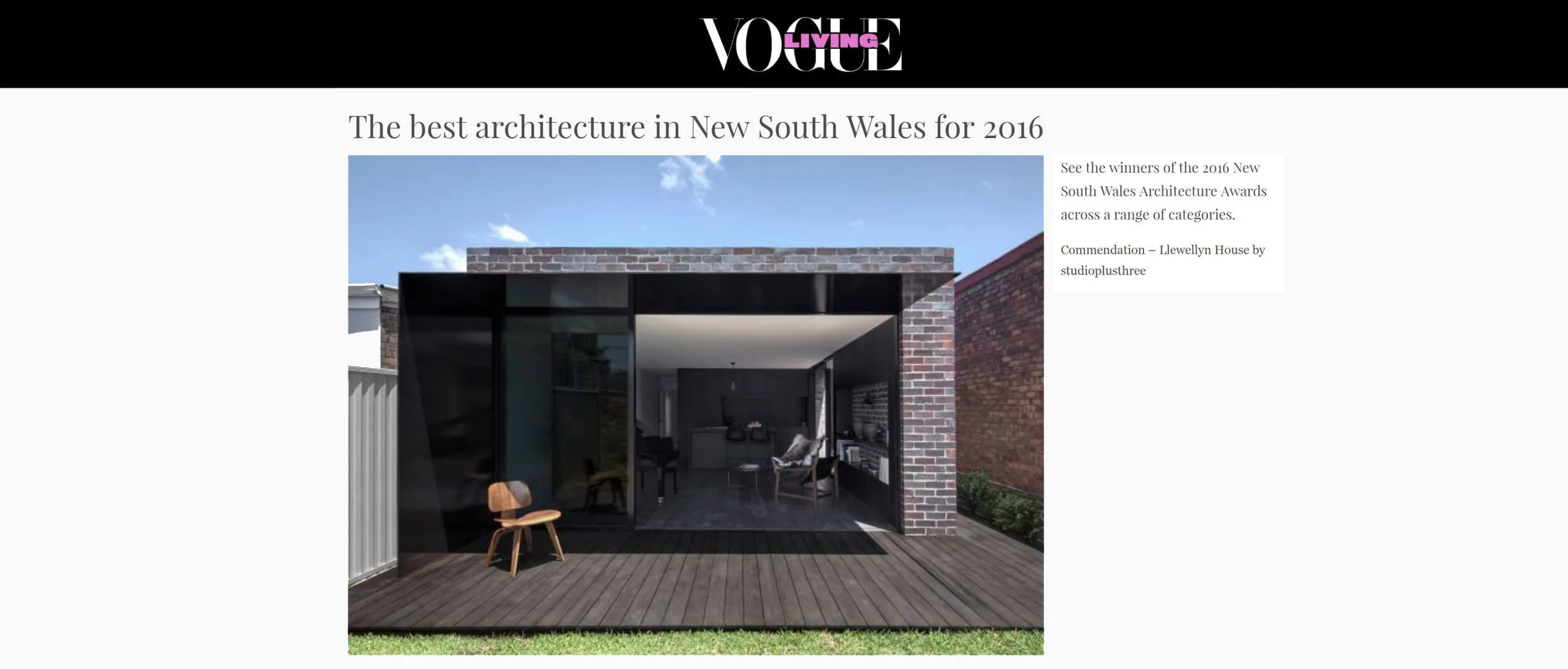 Llewellyn House featured in Vogue Living