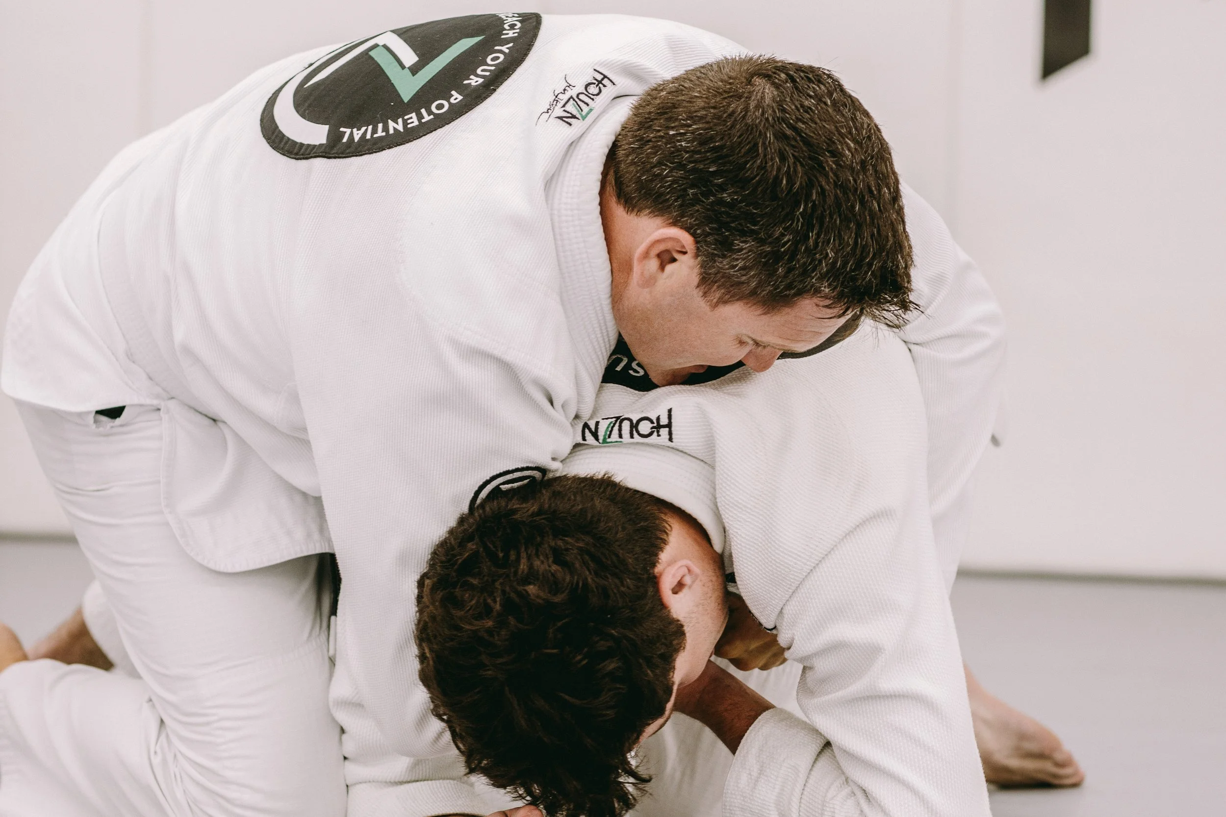 Trey Harrell maintains top control during live sparring at Houzn Jiu Jitsu Academy in Mount Pleasant, SC.