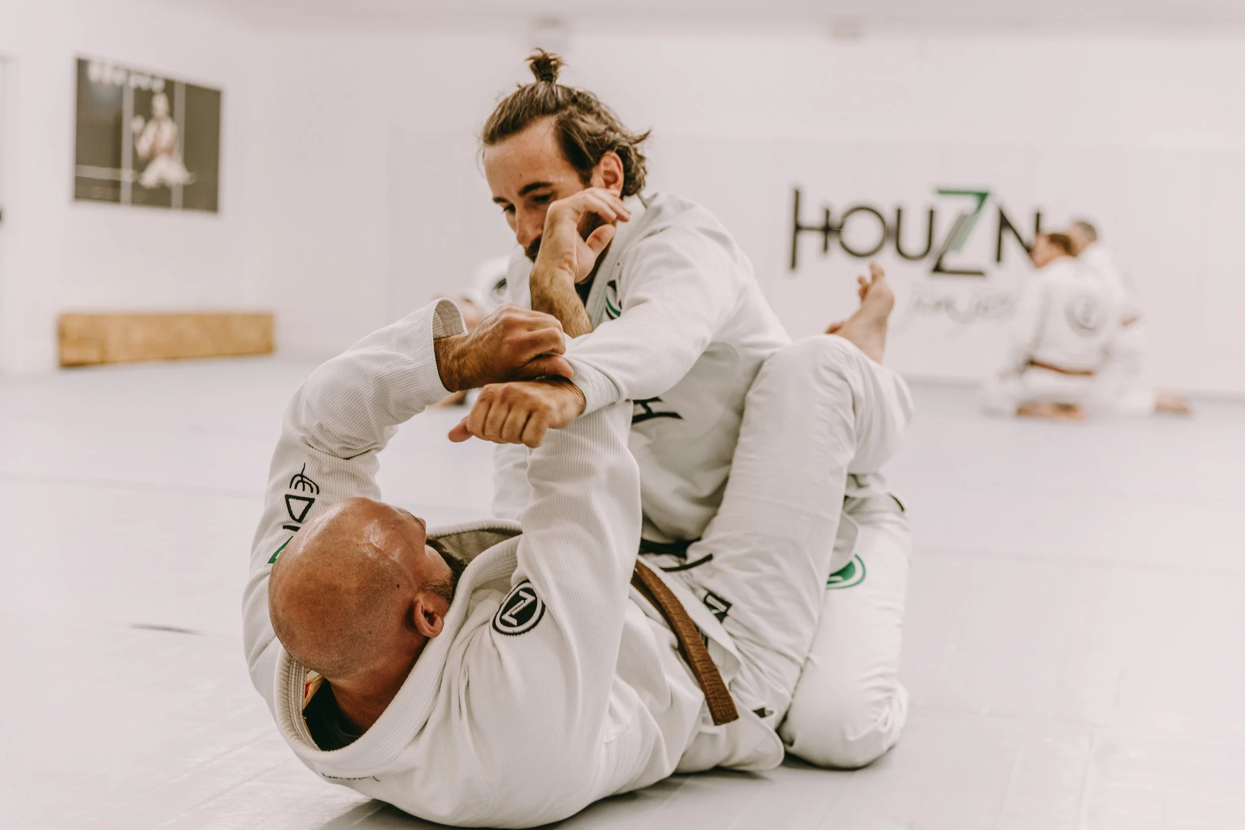 Michael Rentz training Brazilian Jiu Jitsu on the mats at Houzn Jiu Jitsu Academy in Mount Pleasant, SC