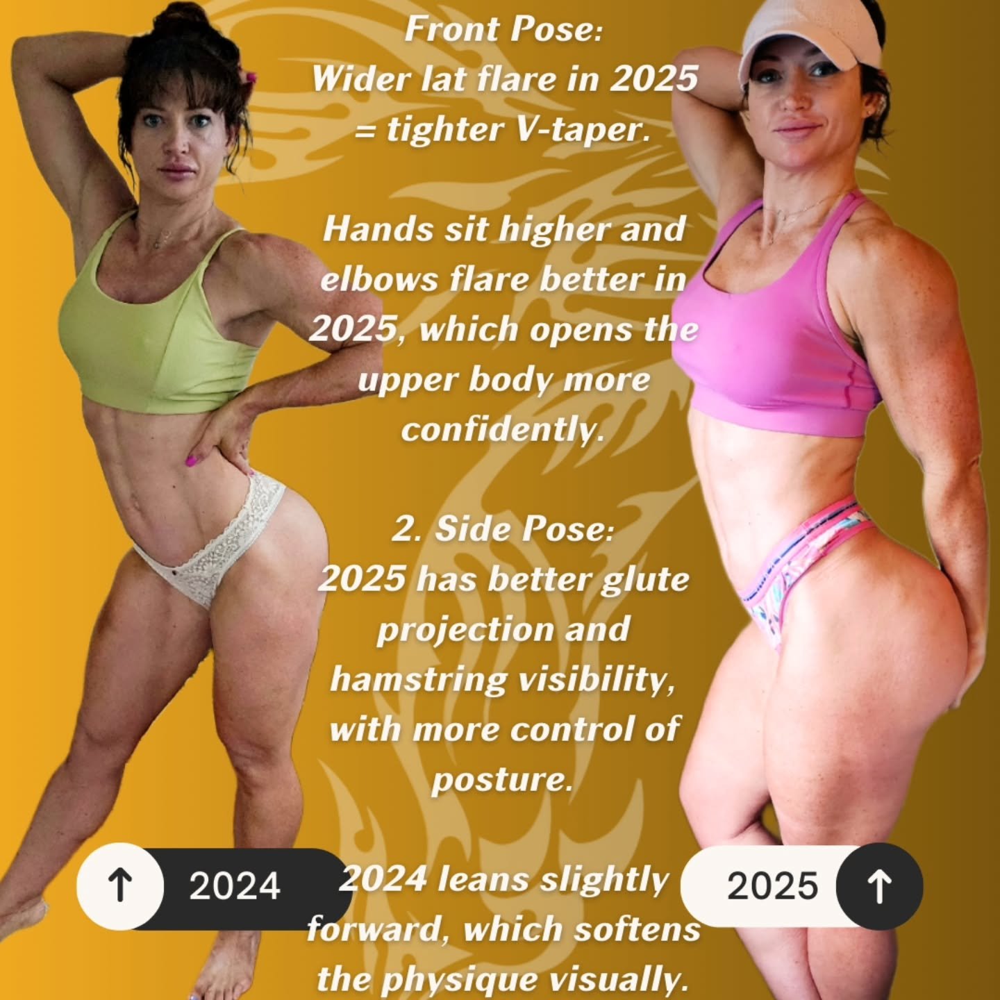 9 weeks out: year on year
3 P's: POSTURE | POSING | PHYSIQUE
It's all about personal progress, refinement &amp; improvements. 

THANK YOU TO MY MENTORS &amp; HUMANS IN MY CORNER🫶
@posingbymarijana @australianposingschool
For helping me bring who I a