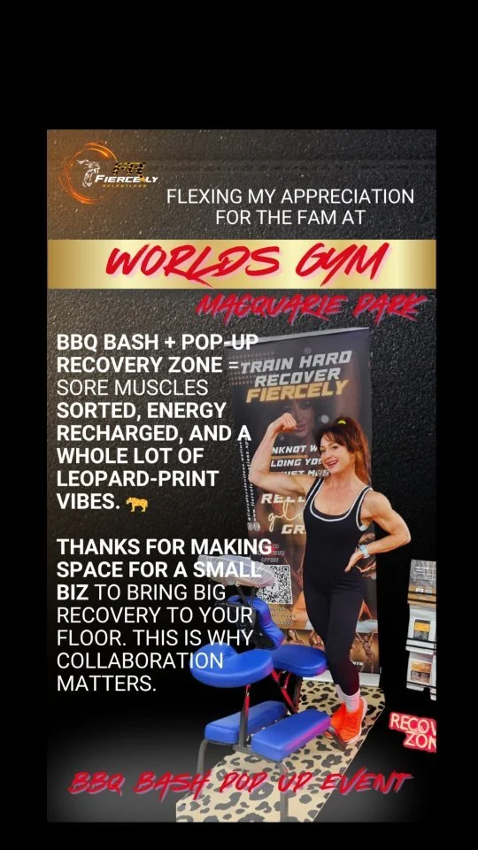 Flexing my appreciation πͺπ‍βοΈ
This weekend, Fiercely Relentless™ brought the Recovery Zone straight to the floor at World Gym Macquarie Park, helping members and athletes train relentless and recover fiercer.
From targeted muscle releas