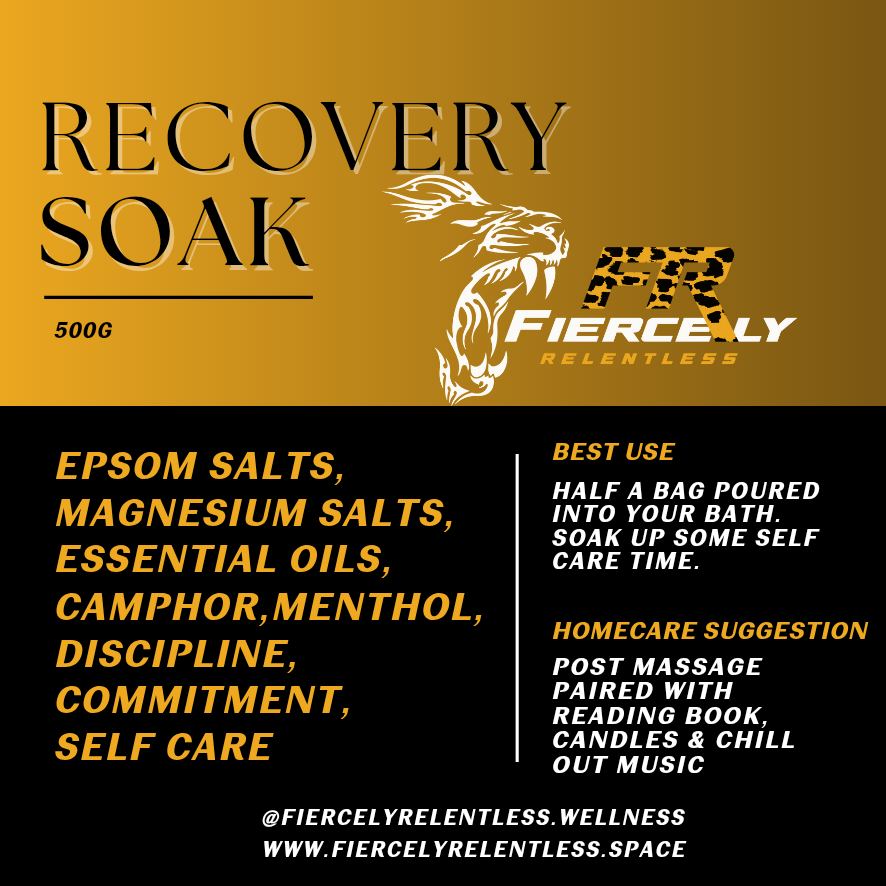 Magnesium-rich soak to restore muscles + calm your fierce.