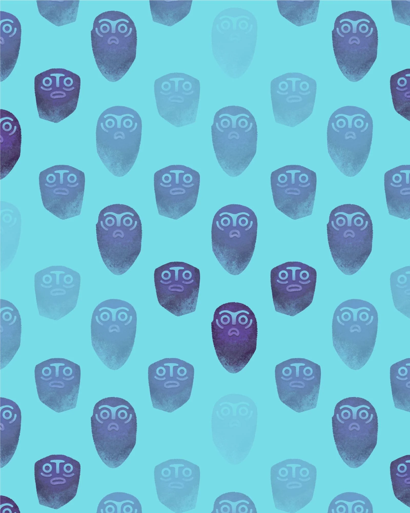 Textile design: Lepenski Vir archeological figures | A stone-age-themed collection for a fashion brand | Hand-drawn