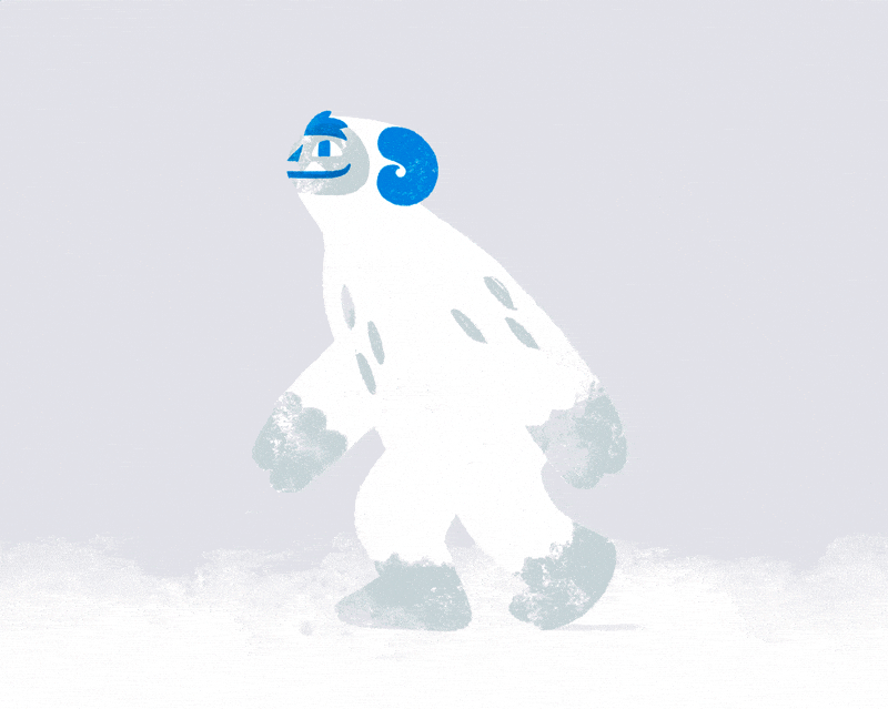 Animation: Walking Himalayan Yeti | Fashion brand social media asset | Hand-drawn animation