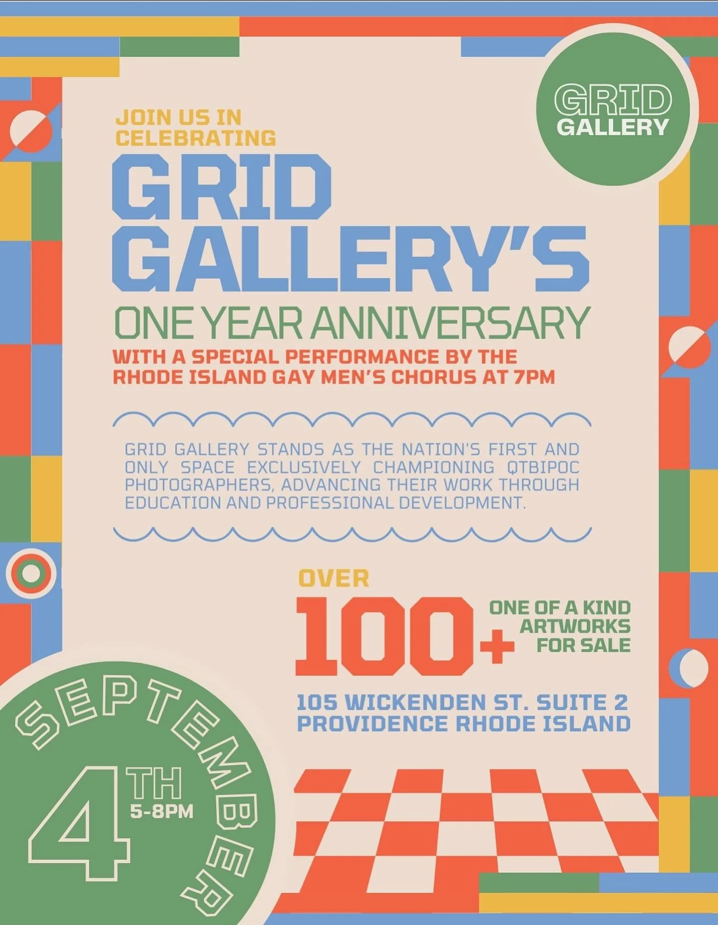 SAVE THE DATE:
Time: 5-8pm (RIGMC performing at 7pm)
Date: Thursday September 4th
Location: 105 wickenden St. Suite 2 Providence, RI 02903