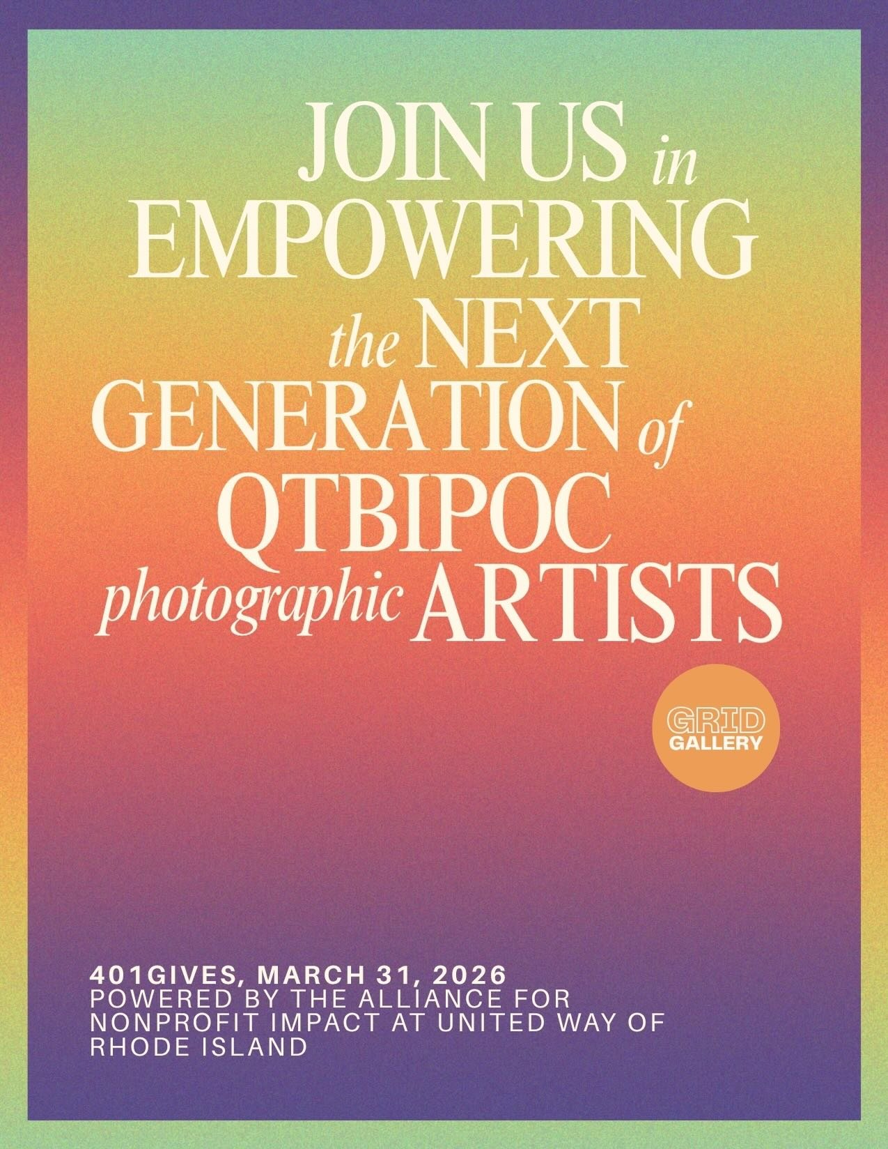 @401gives Rhode Island&rsquo;s statewide Day of Giving is almost here 🌈 Join us from 6am March 31st -  6pm April 1st. 

Everything we do is powered by our community. Learn more about GRID&rsquo;s impact through the link in our bio.