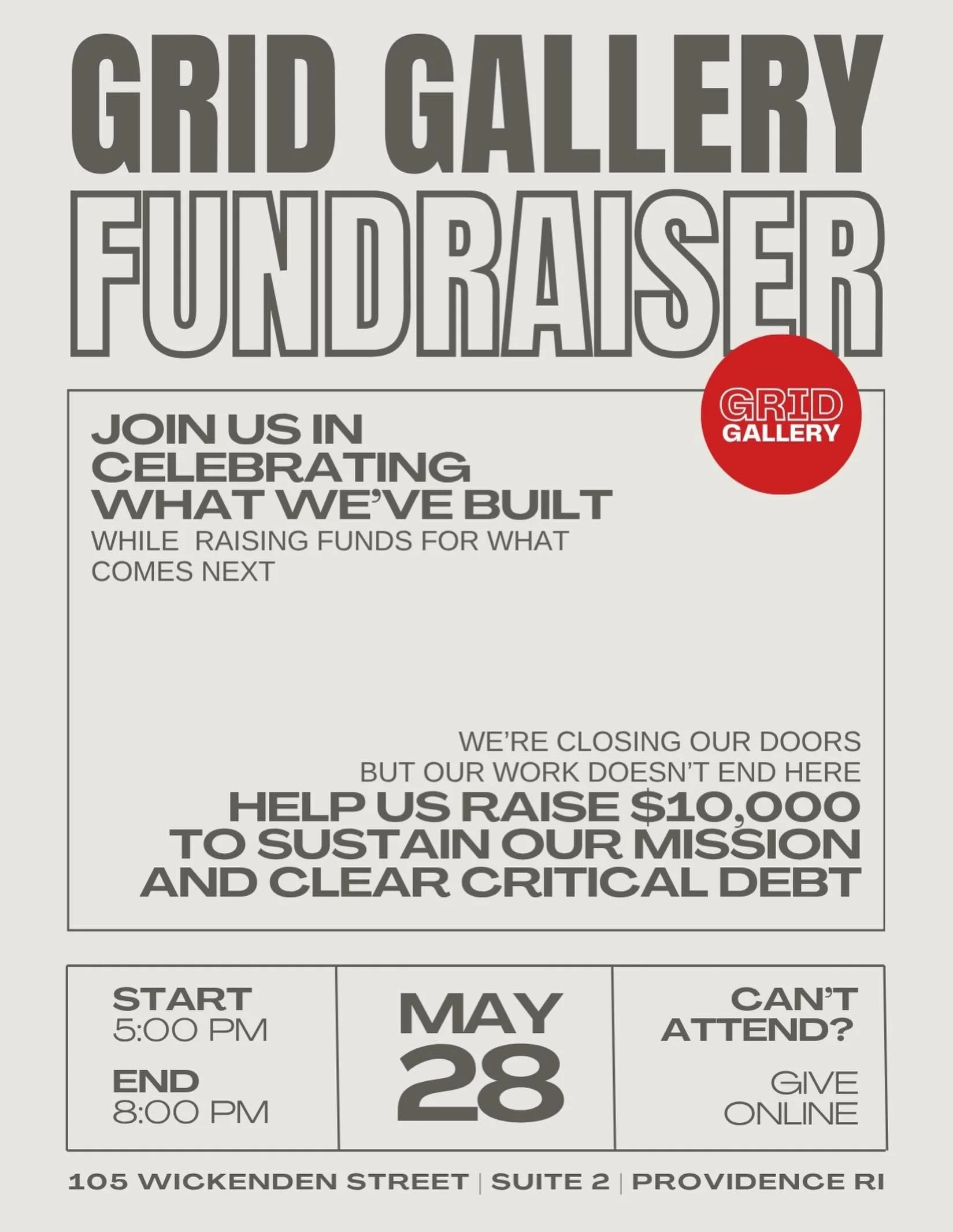 We&rsquo;re closing our doors, but before we do, we want to gather in the space one more time.
 Join us for a night to celebrate everything we&rsquo;ve built and to show up for each other, just like we always have.

Help us raise $10,000 to clear cri