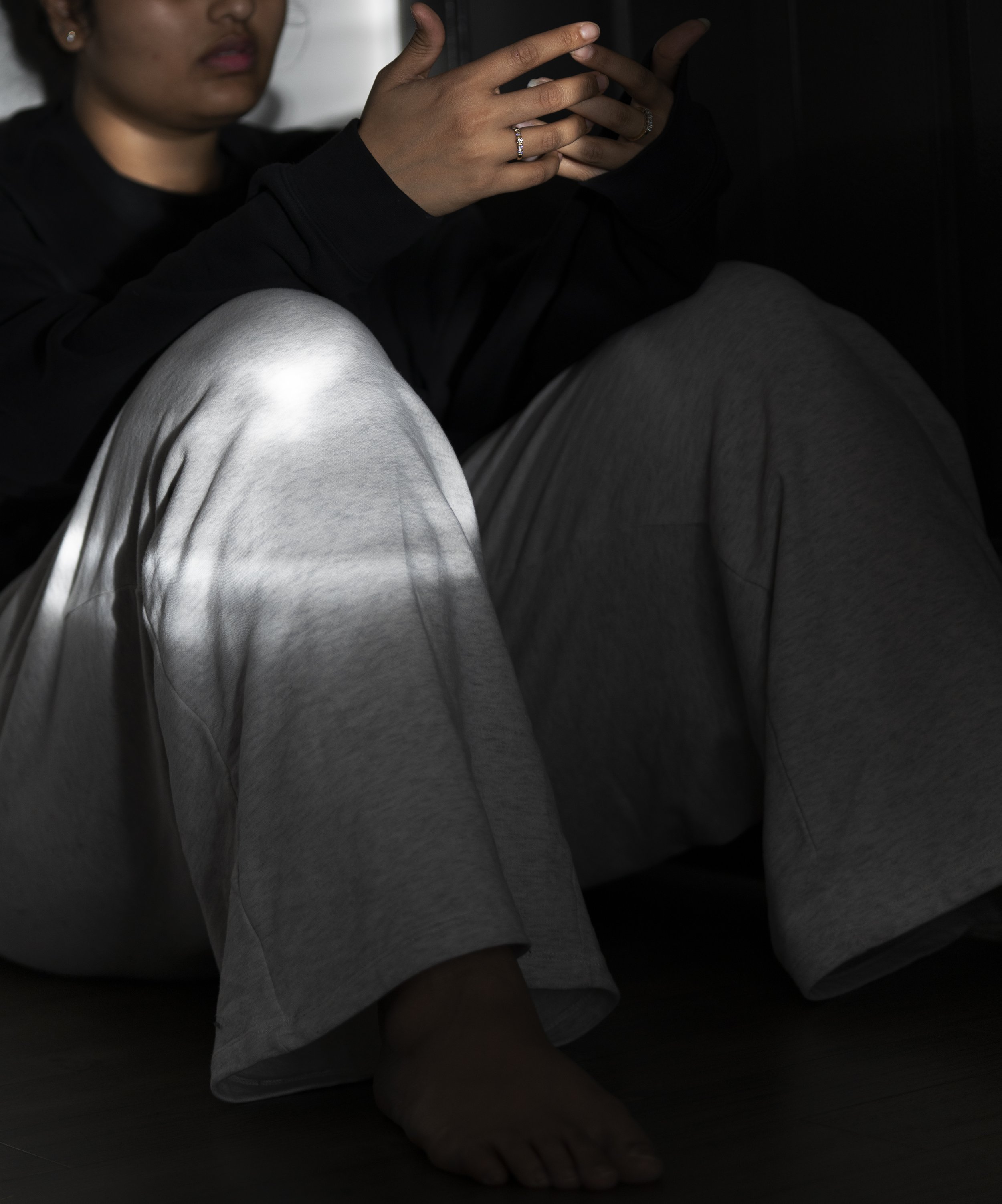 This is an image of me sitting on the floor and self-reflecting. I want to sit and think about how I can change myself, morally and ethically. Many people think I'm starting afresh and don’t know what I'm doing. Till very recently, I believed that. B