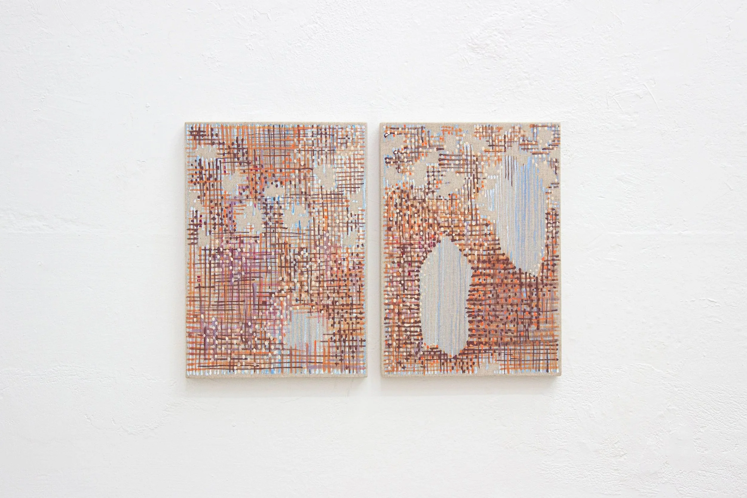 Tramas 03, 2022 | Óleo sobre linho | 43 x 30 cm (cada)