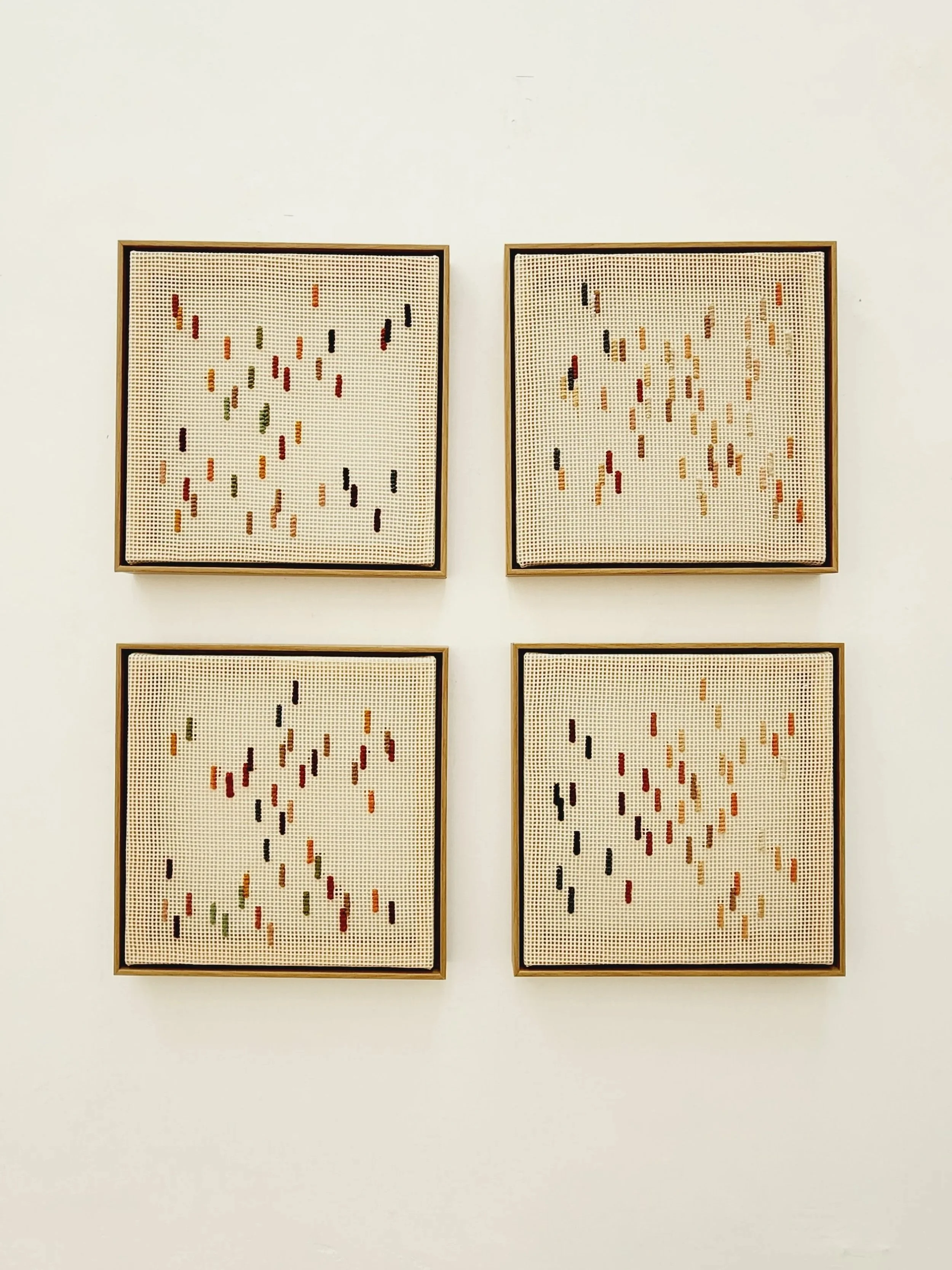 s.t, 2024 | Bordado sobre talagarça | 30 x 30 cm (cada)