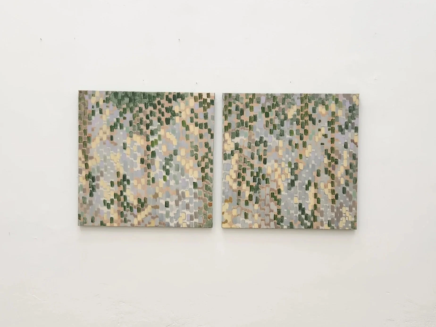 s.t, 2024 | Óleo e nanquim sobre tela | 75 x 75 cm (cada)