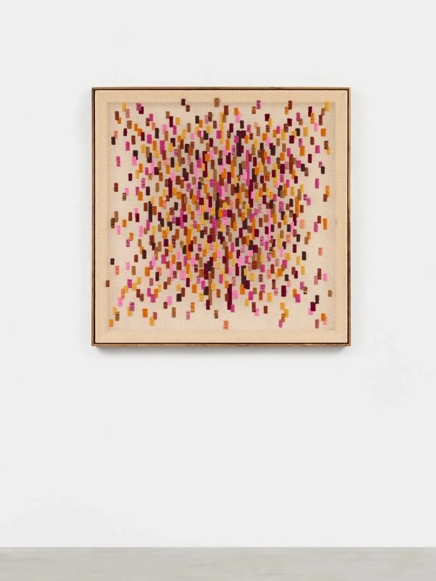 s.t, 2026 | Bordado sobre talagarça | 102 x 102 cm