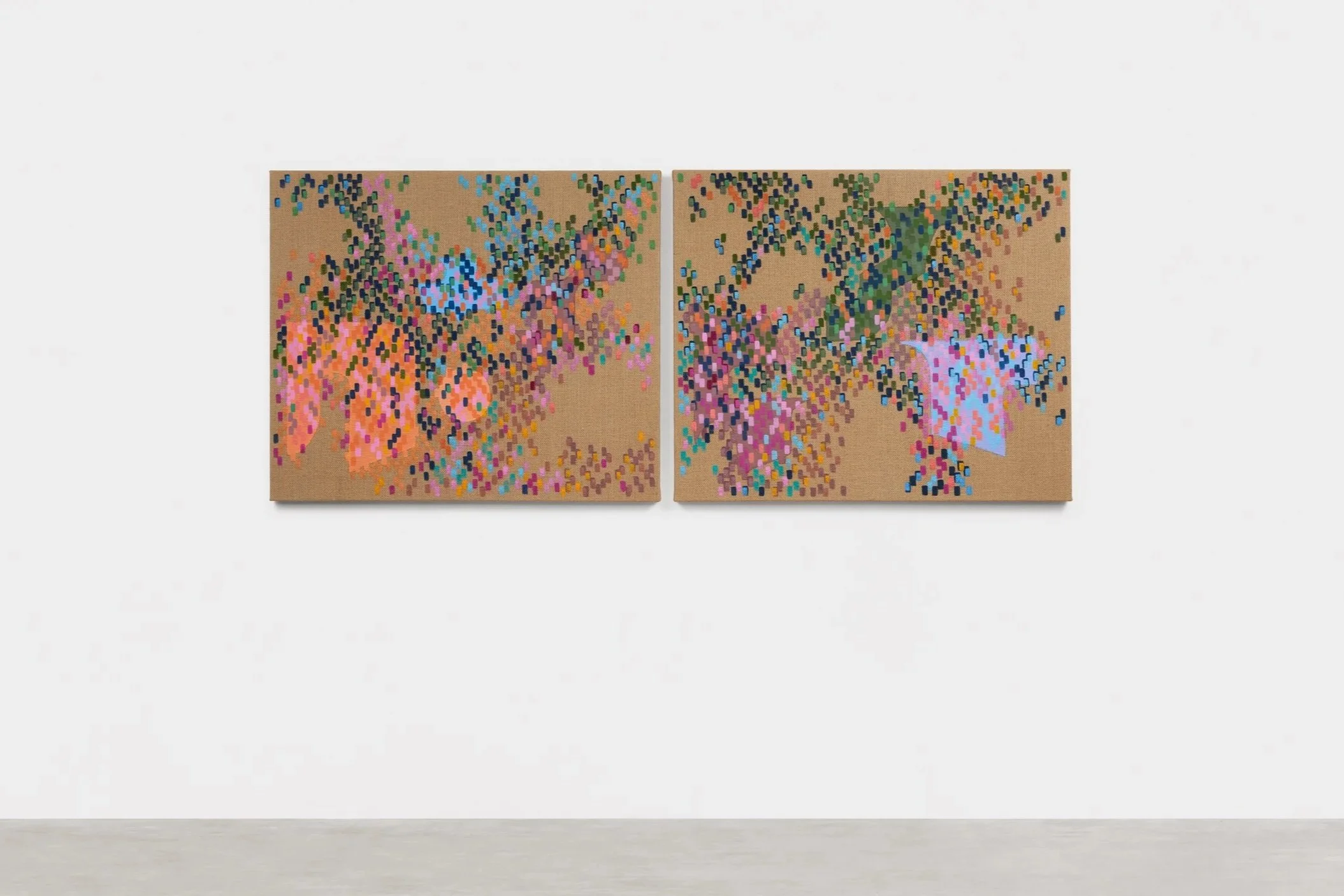 s.t, 2026 | Técnica mista sobre juta | 100 x 245 cm