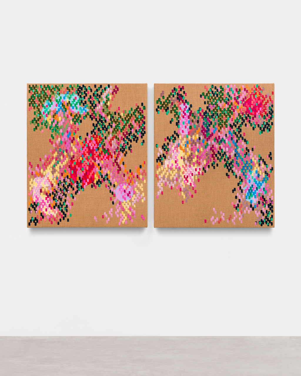 s.t, 2026 | Técnica mista sobre juta | 120 x 210 cm