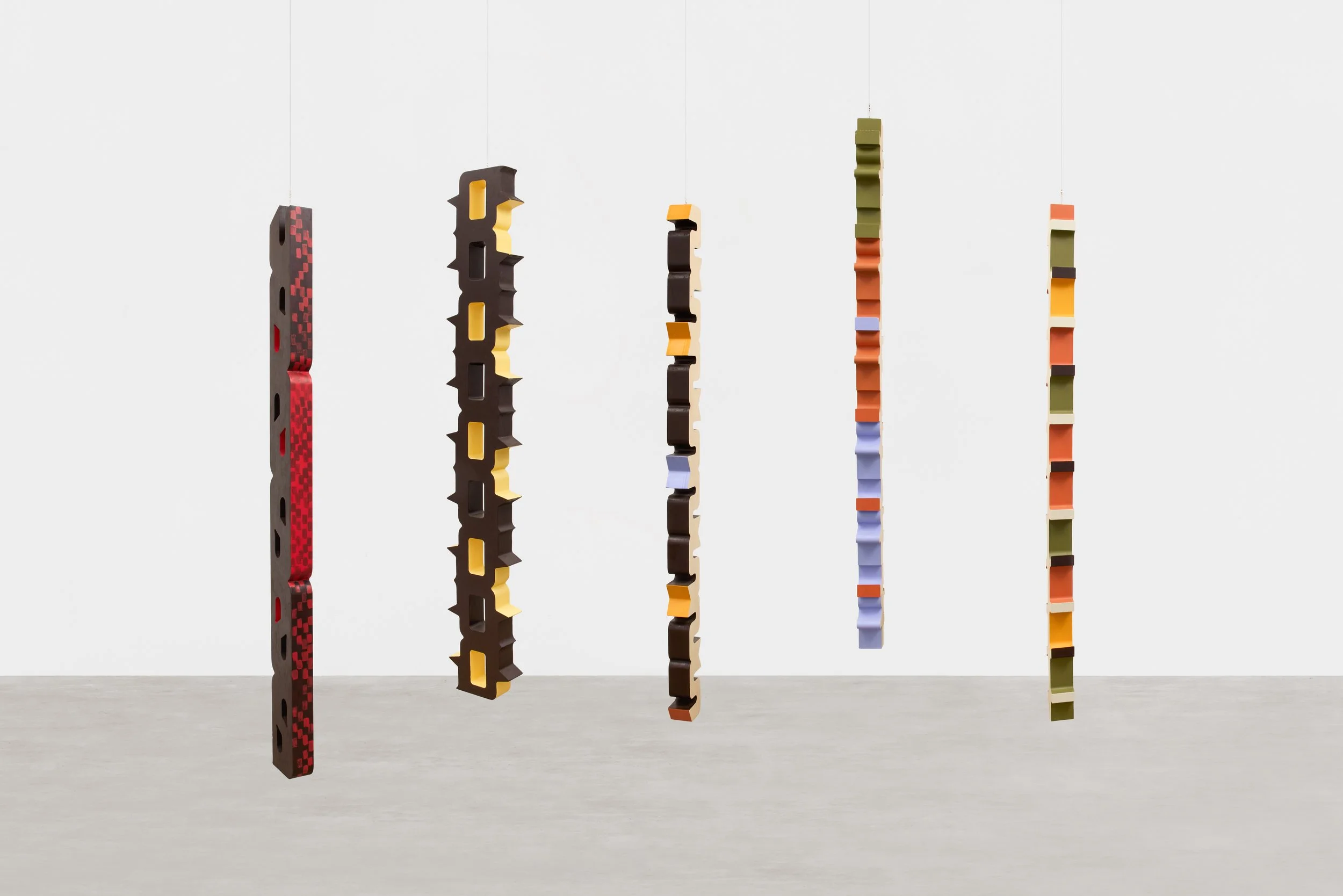 Flutuantes 1-5, 2025 | Wood and water based paint | 82,6 x 78,7 x 26,7 in