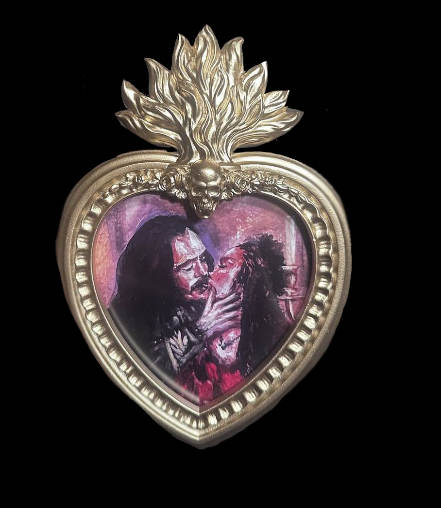 ‘Oceans of Time’ Framed Print; 1992 Dracula Art; Gothic Gold Heart Frame