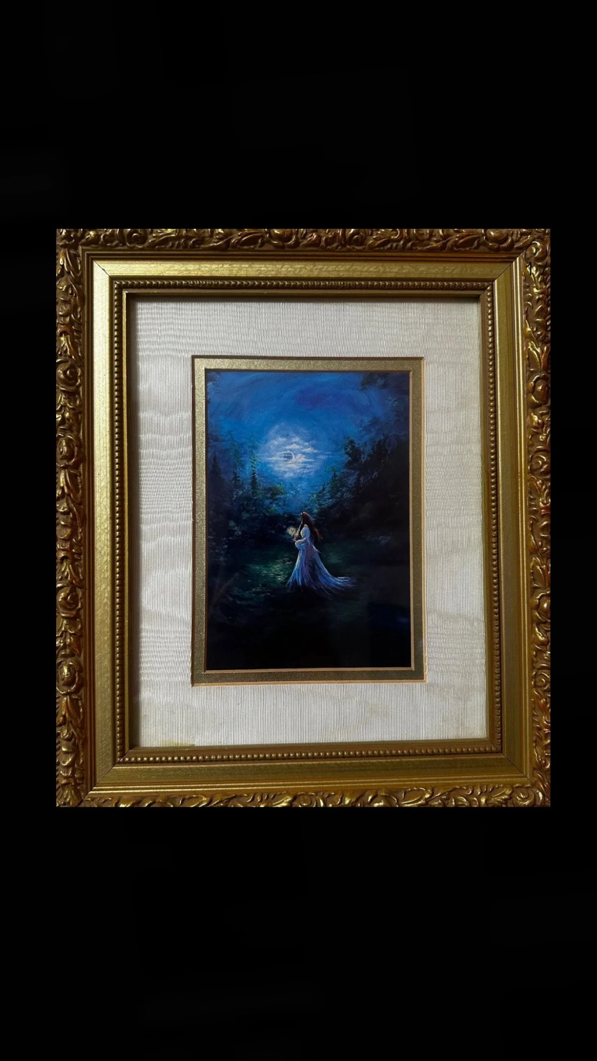 ‘Ethereal’ Framed Print in Vintage Gold Ornate Frame;5in by 7in