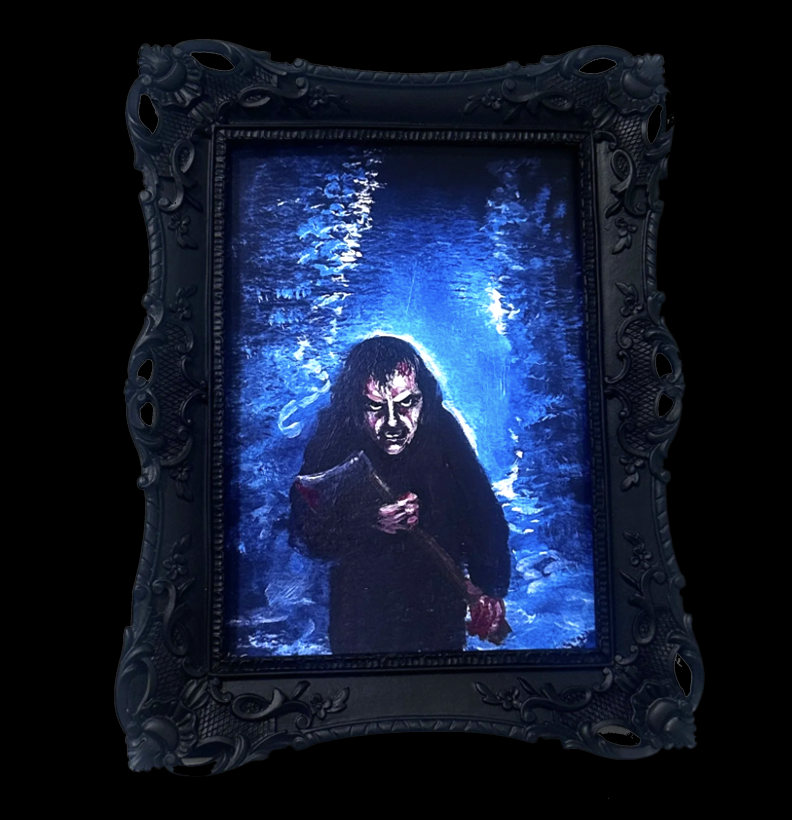 ‘Don’t Hurt Me Jack’ Framed Print; The Shining Art; Jack Nicholson Painting with Axe; Black Gothic Frame