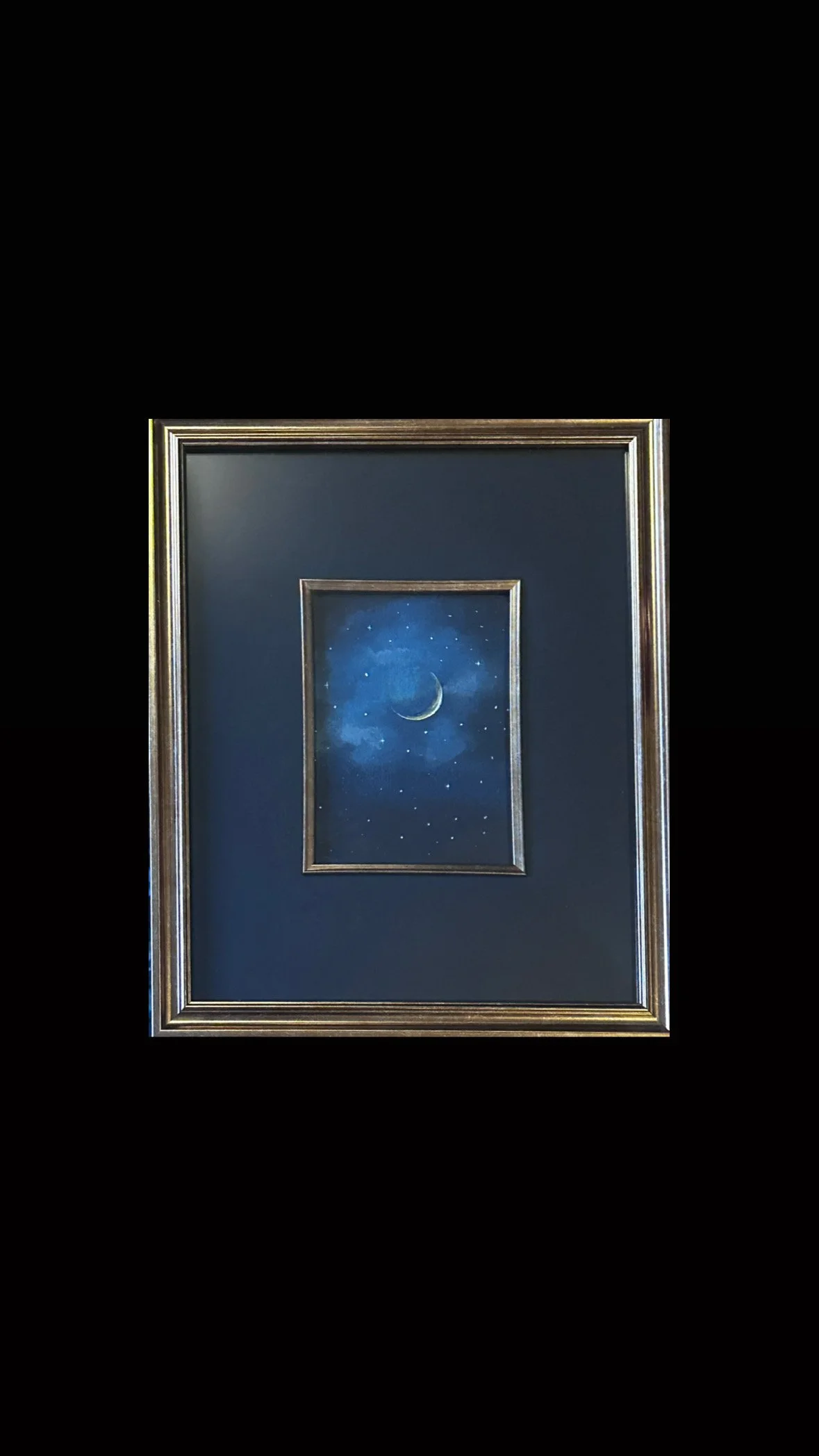 ‘Selene’ Original Acrylic Canvas Painting in Gold and Black Frame