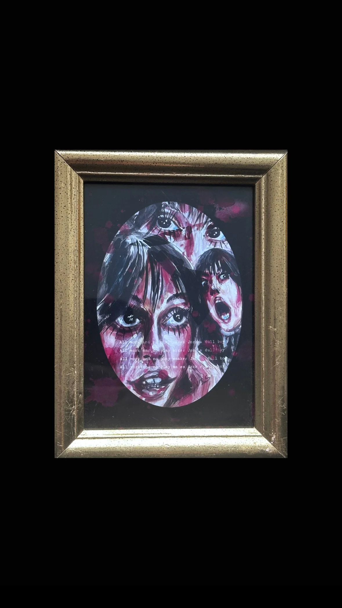 ‘Shelley’ Framed Print; The Shining Art; Shelley Duvall Painting; Vintage 80s Gold Frame