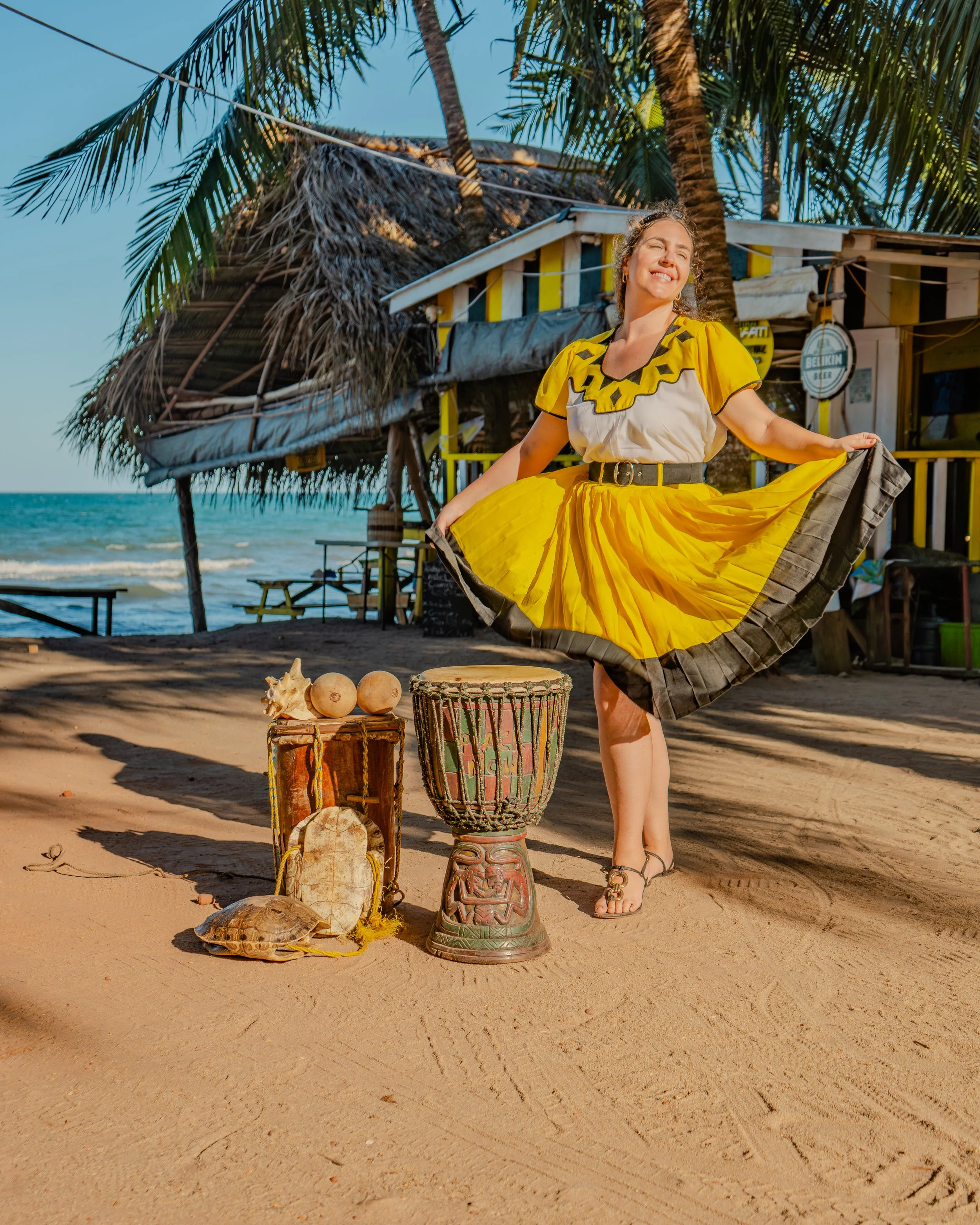 Filled with anticipation, a woman braces herself at the edge of the Black Hole Drop Sinkhole, ready for the descent.