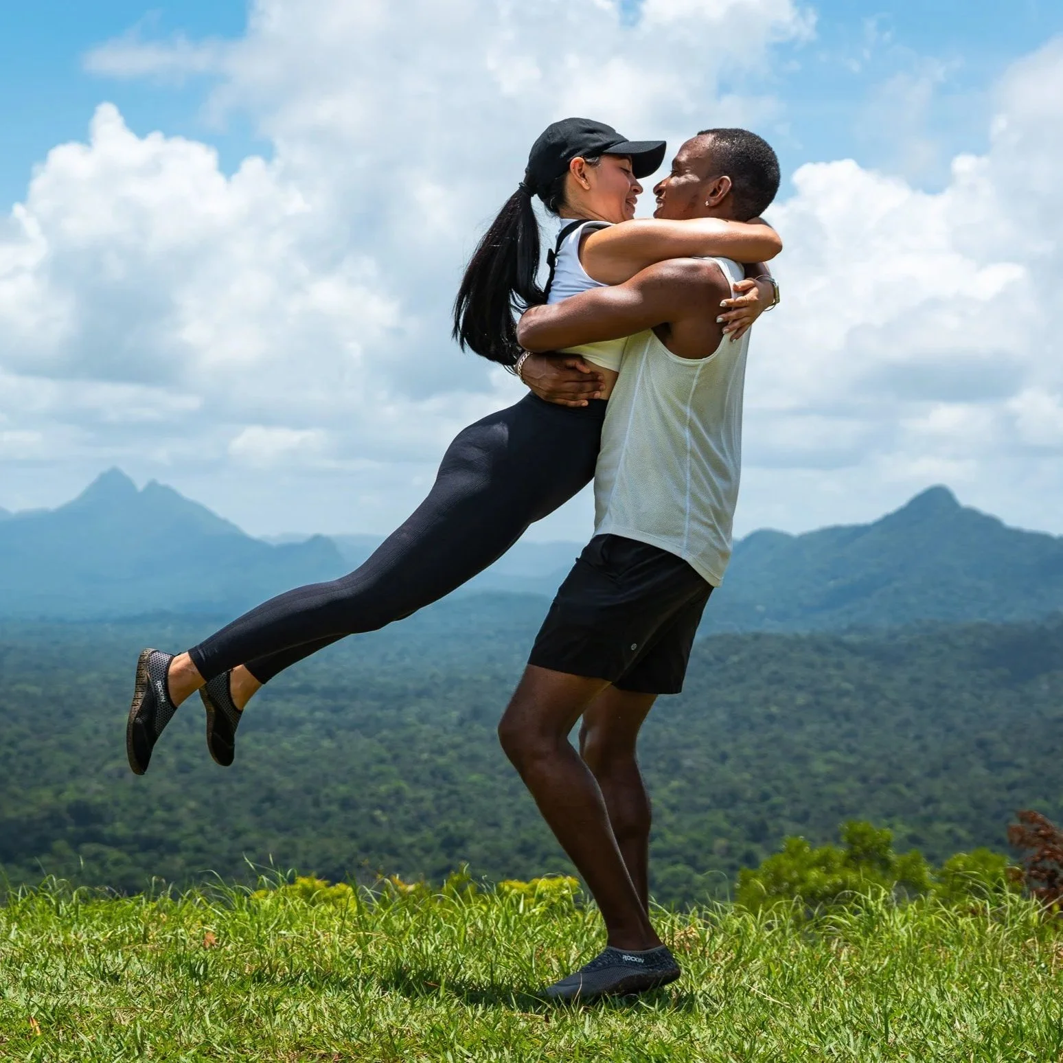 A collage of three images of tropical locations. The top image shows a man lying in a yellow and red hammock on a sandy beach reading a book near the ocean. The middle image features a lush tropical forest with tall palm trees and green foliage, leading to a view of the ocean in the background. The bottom image is an aerial view of an island surrounded by clear blue water, with a curved shoreline and dense green forest covering the island.