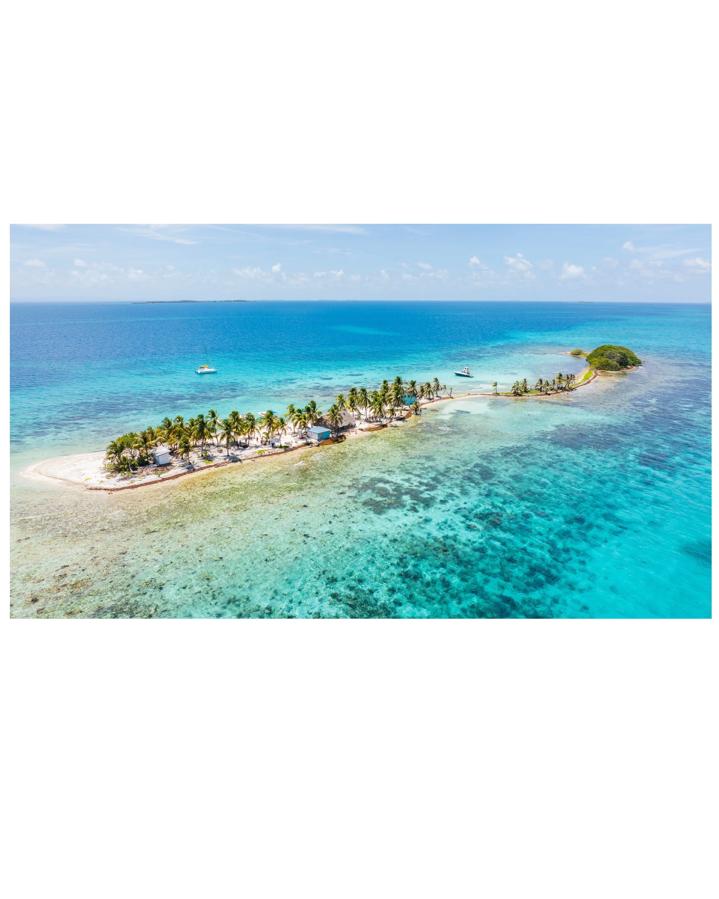 A collage of three images of tropical locations. The top image shows a man lying in a yellow and red hammock on a sandy beach reading a book near the ocean. The middle image features a lush tropical forest with tall palm trees and green foliage, leading to a view of the ocean in the background. The bottom image is an aerial view of an island surrounded by clear blue water, with a curved shoreline and dense green forest covering the island.