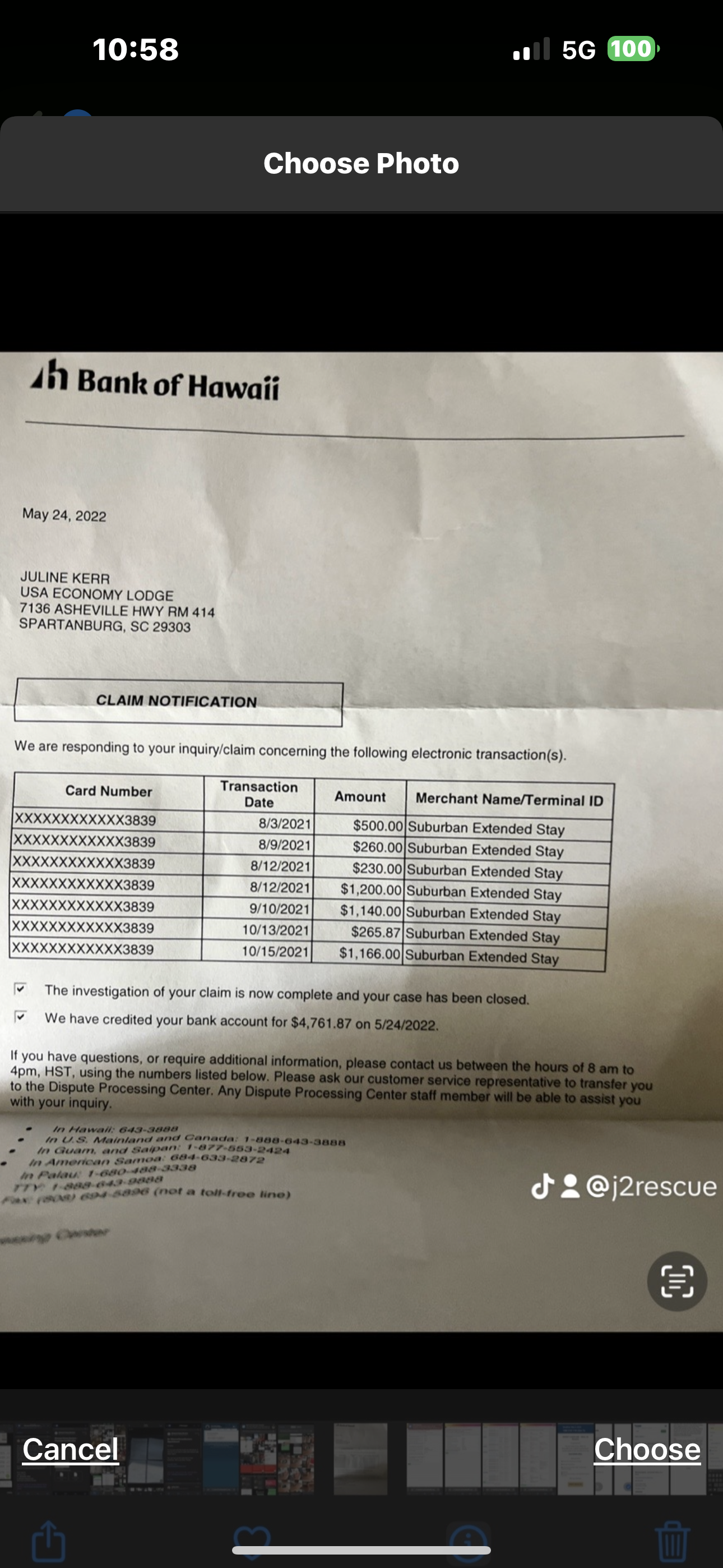 2022 REFUND by Bank of Hawaii from ChoiceHotels.com.PNG