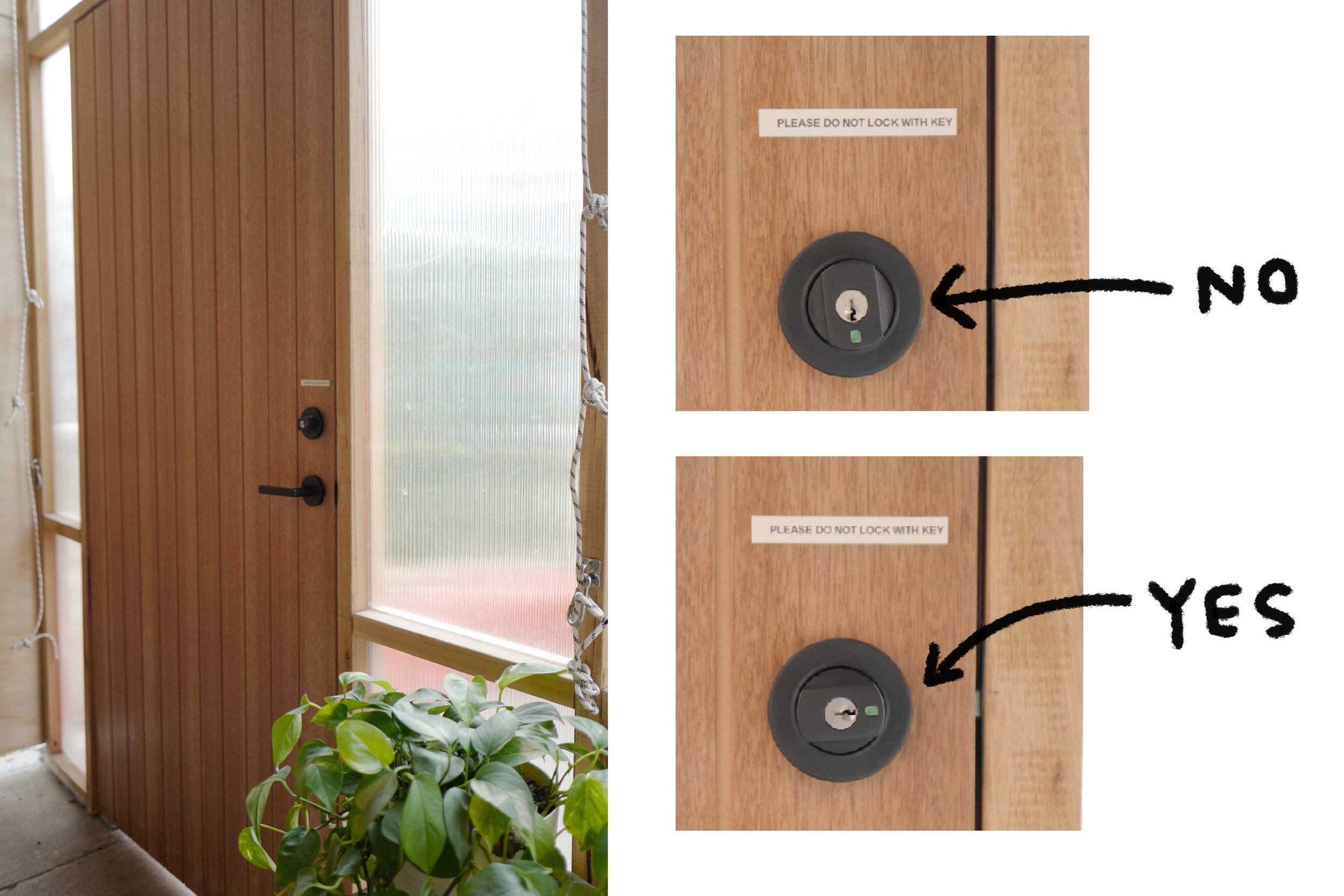 Step 1. Have attendees leave via courtyard, close and lock courtyard door to laneway FROM INSIDE THE COURTYARD (do not lock courtyard door from the laneway side of door)