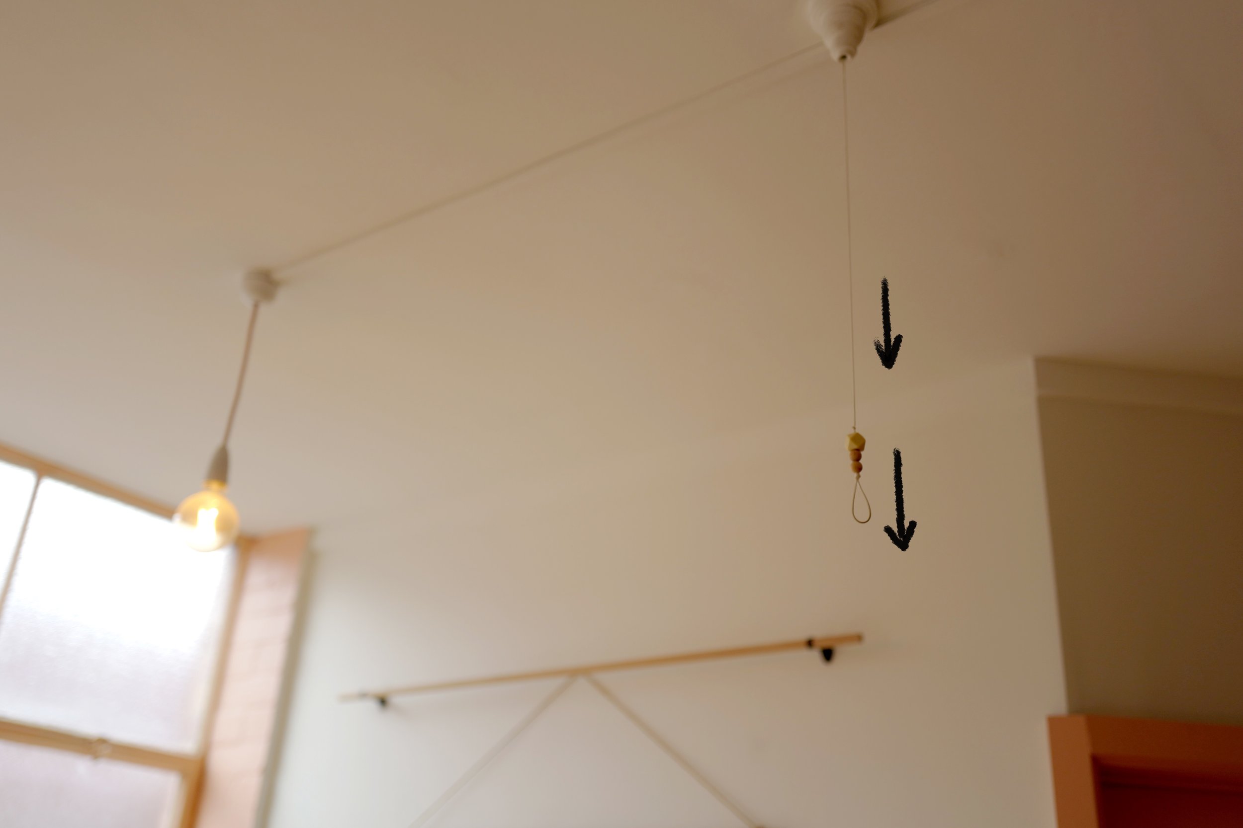 Step 17. Turn Off Hanging Lights Outside Small Room - pull string