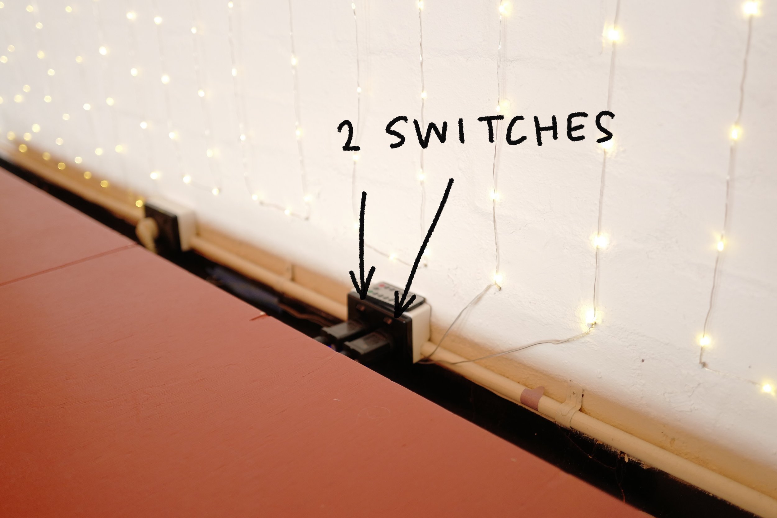 Step 13. Switch Off Fairy lights - via power point behind stage