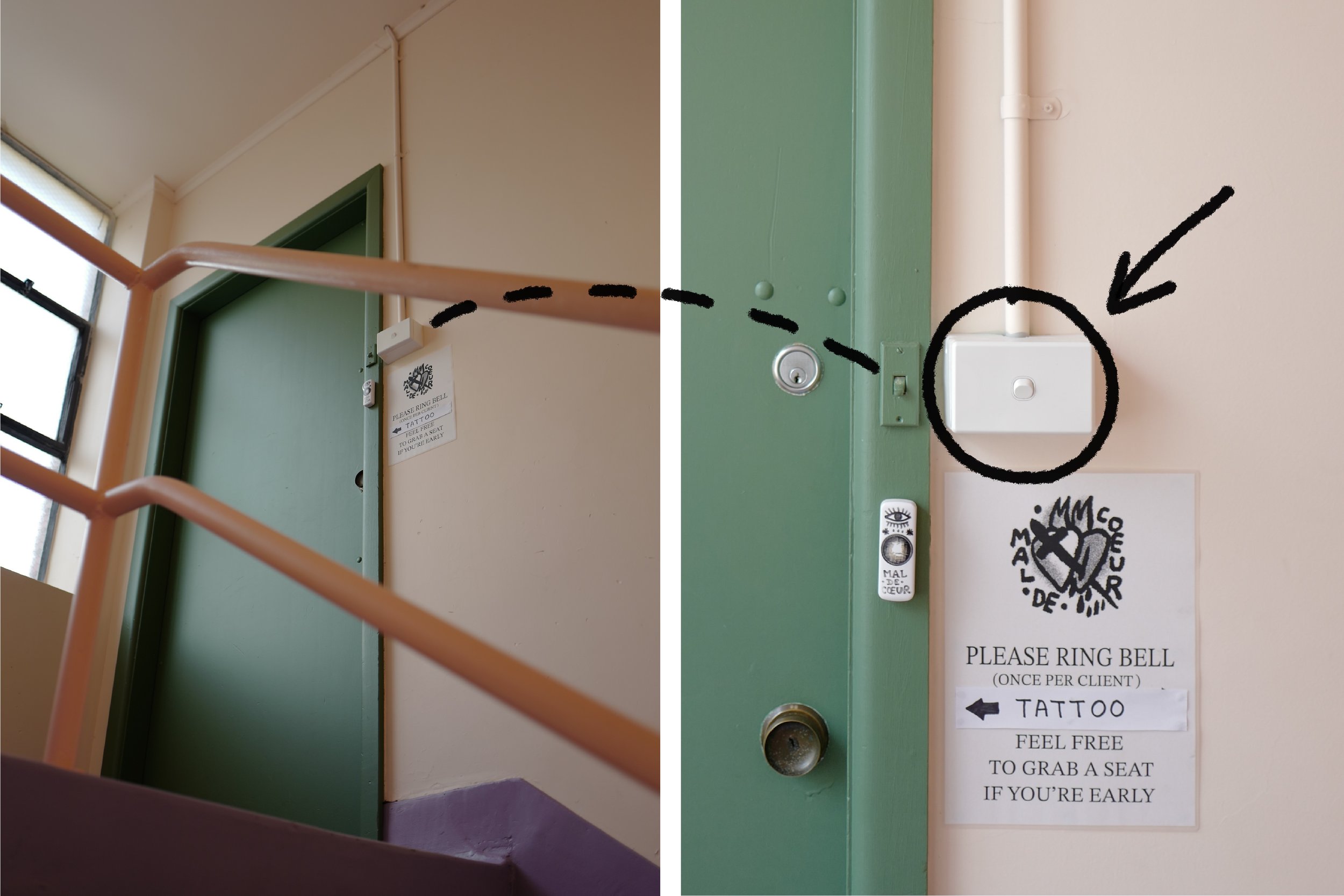 Step 24. Turn ON lights in purple stairwell if they aren’t already on