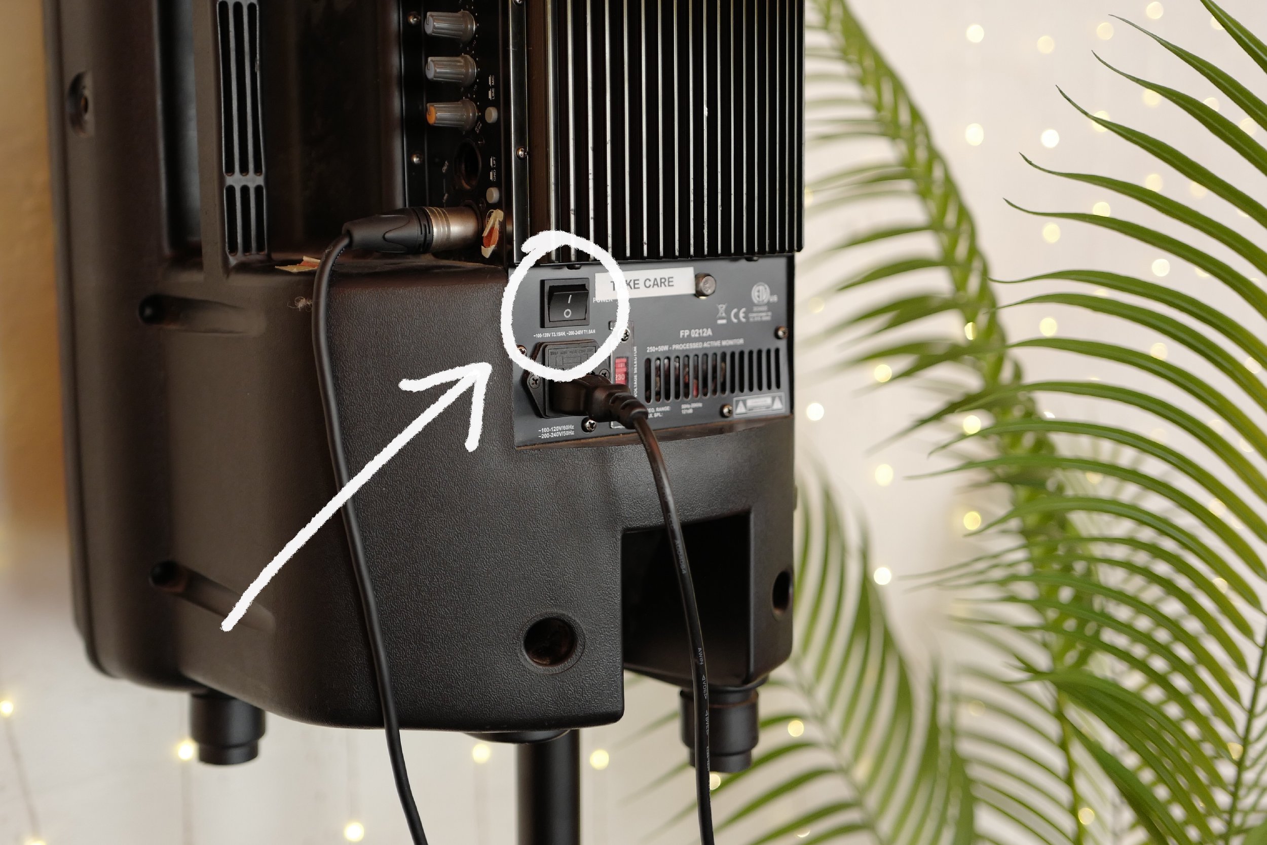 19. Switch off Speakers - via switch on back of each speaker