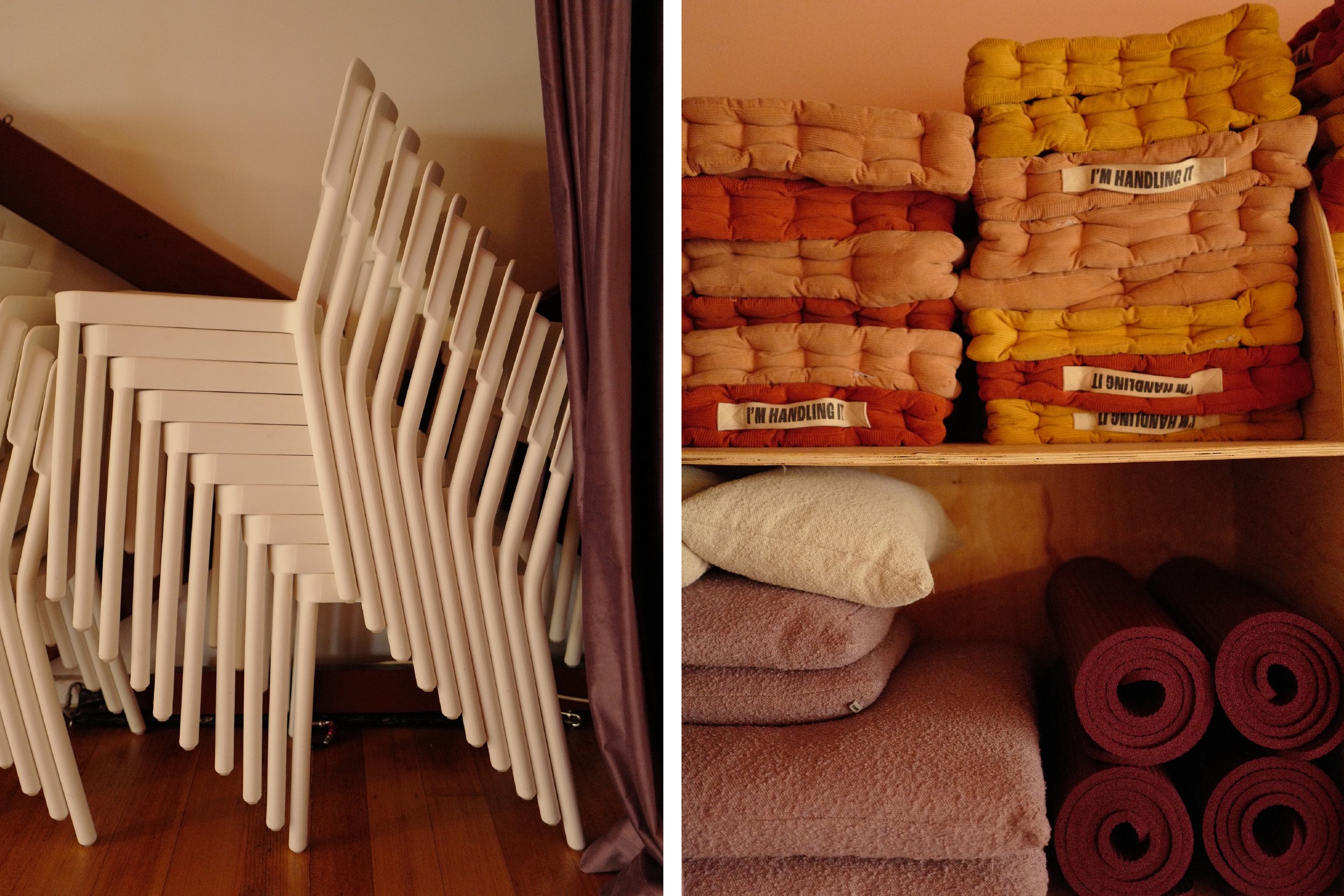 Step 5. Put big room items including chairs, trestles, blankets, cushions, mats, rugs etc back in the correct storage locations