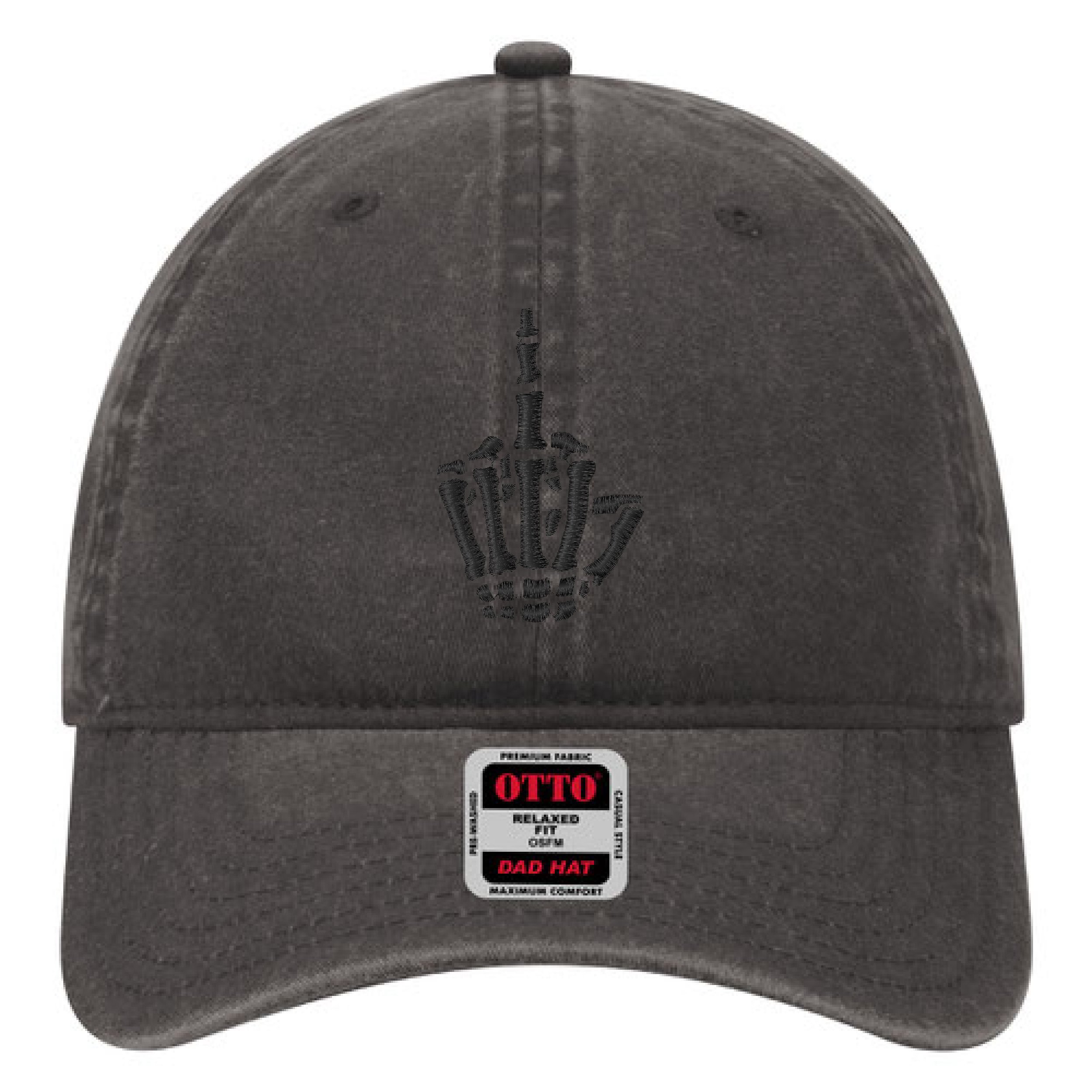 Skeleton Middle Finger Black - Otto Dad Cap.jpg
