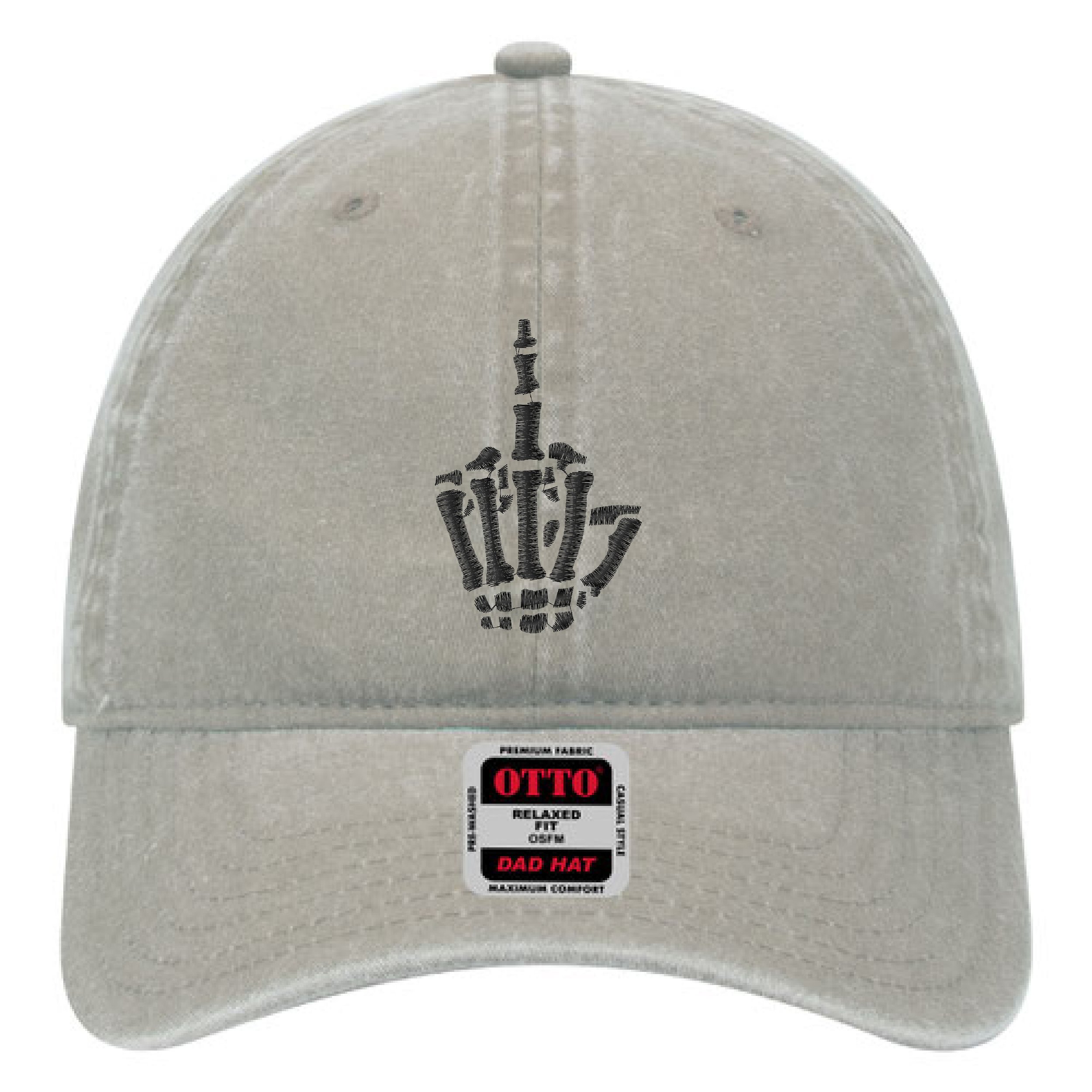 Skeleton Middle Finger Stone Gray - Otto Dad Cap.jpg