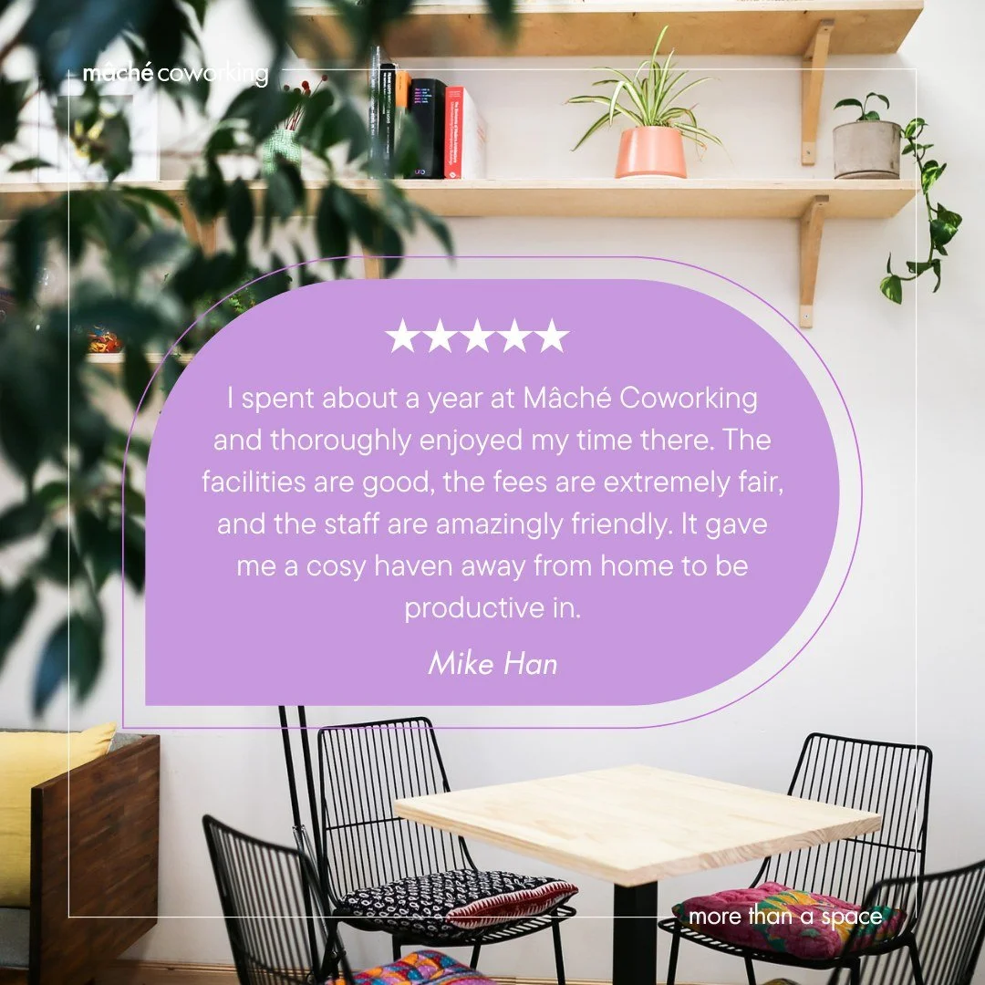 Member reviews like this hit us right in the feels 💜

We loved having Mike as part of the M&acirc;ch&eacute; community. He brought such great energy to the space, and we miss having him around. Can&rsquo;t wait to cross paths again and hear all abou
