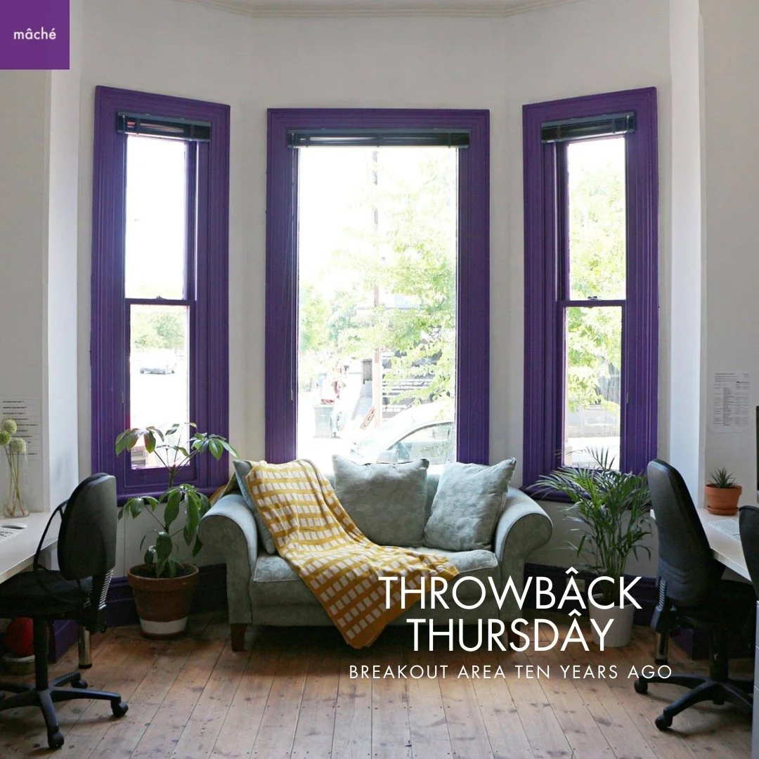 #tbt to the couch era 🛋️ it was such a vibe!

This was our very first location, 10 years ago, on Wright St. One loveseat, some purple window frames, and a whole lot of good energy around this small breakout area. 

Then, we grew into our current loc