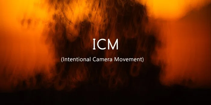 Title slide with the text 'ICM (Intentional Camera Movement)' over a blurred orange and black background.