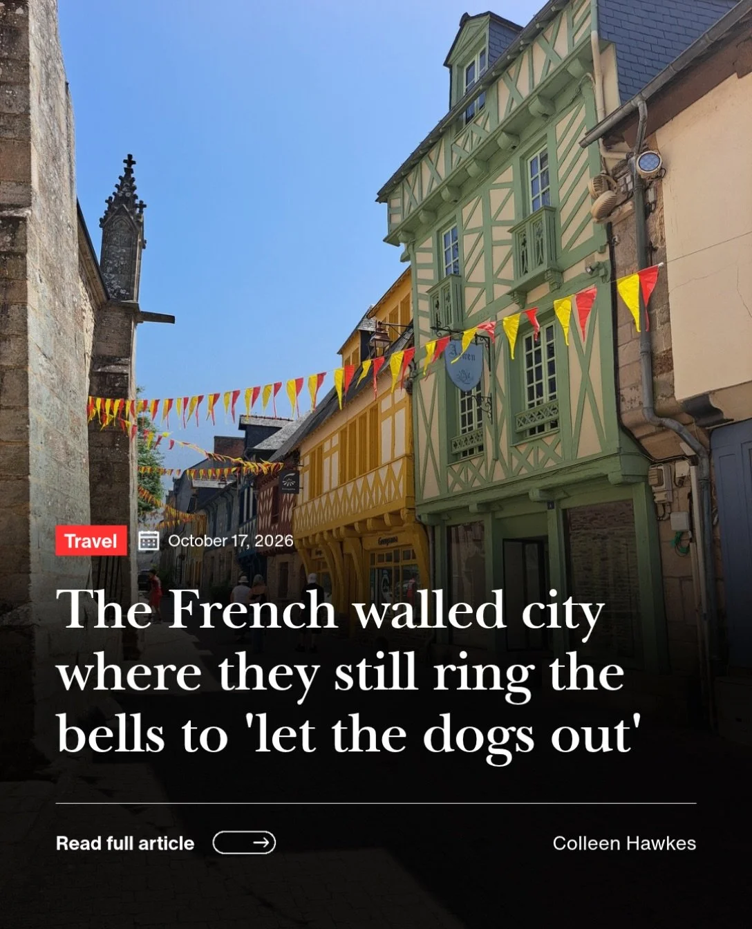 Hot off the press! 🗞️

Our lovely guest Colleen Hawkes has written about her recent experience travelling with us on our Normandy to Brittany tour.

Take a read below! 👇🏻

https://www.stuff.co.nz/travel/361005949/french-walled-city-where-they-stil