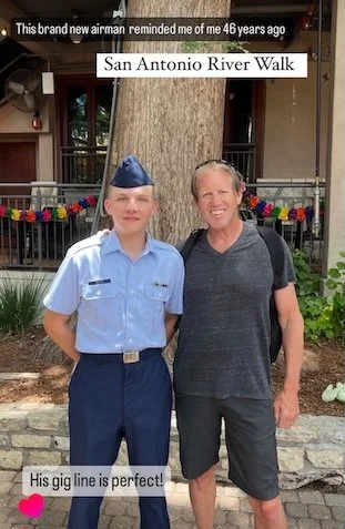 Air Force recruits celebrating graduation along the San Antonio River Walk