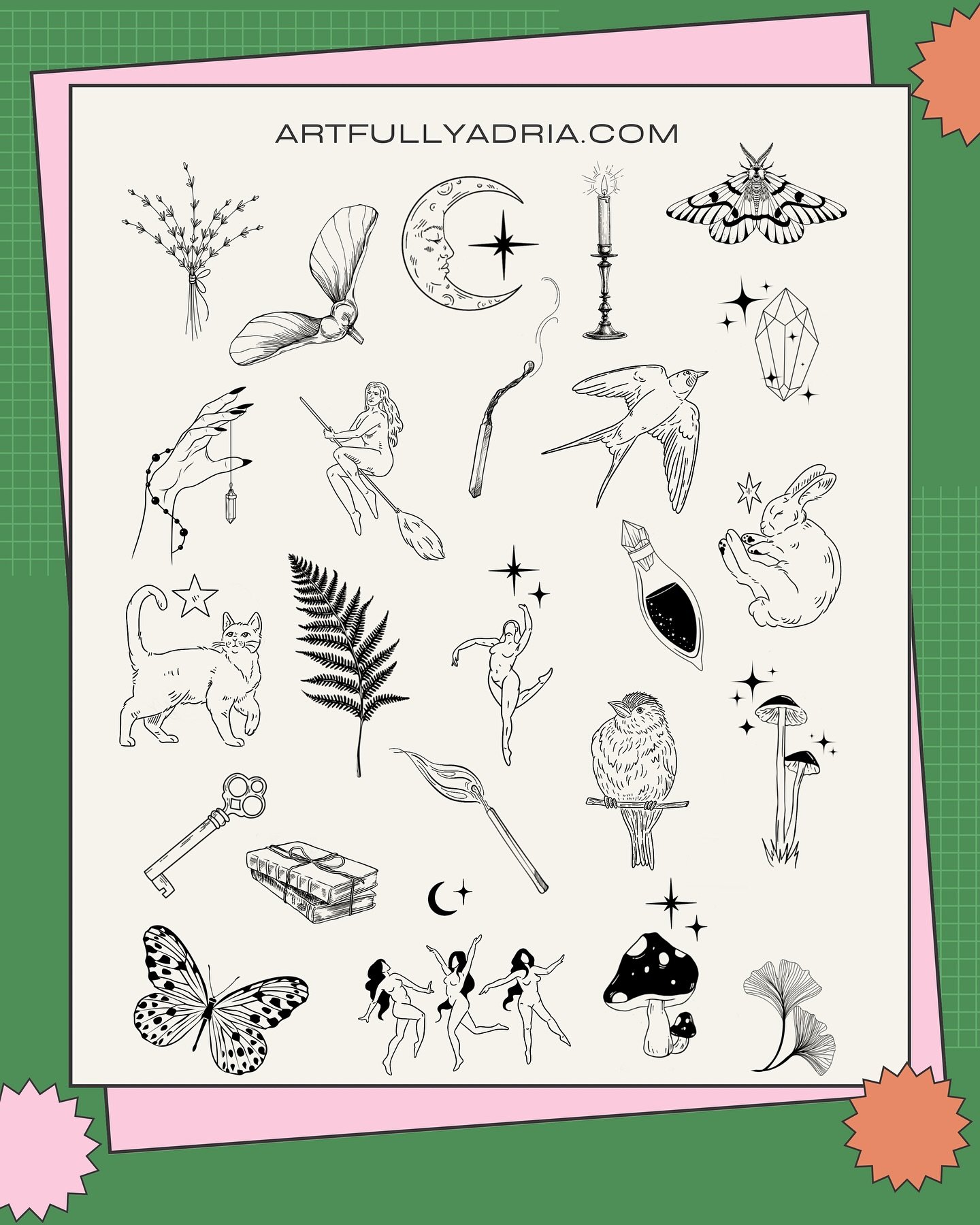 ✨POP UP FLASH TATTOOS at @goodsistershop✨
West Seattle, this one&rsquo;s for the spellbound and spontaneous. I&rsquo;m bringing a curated sheet of favorite and fresh flash. Witchy, whimsical, and ready for their forever home. 

All designs are pre-si