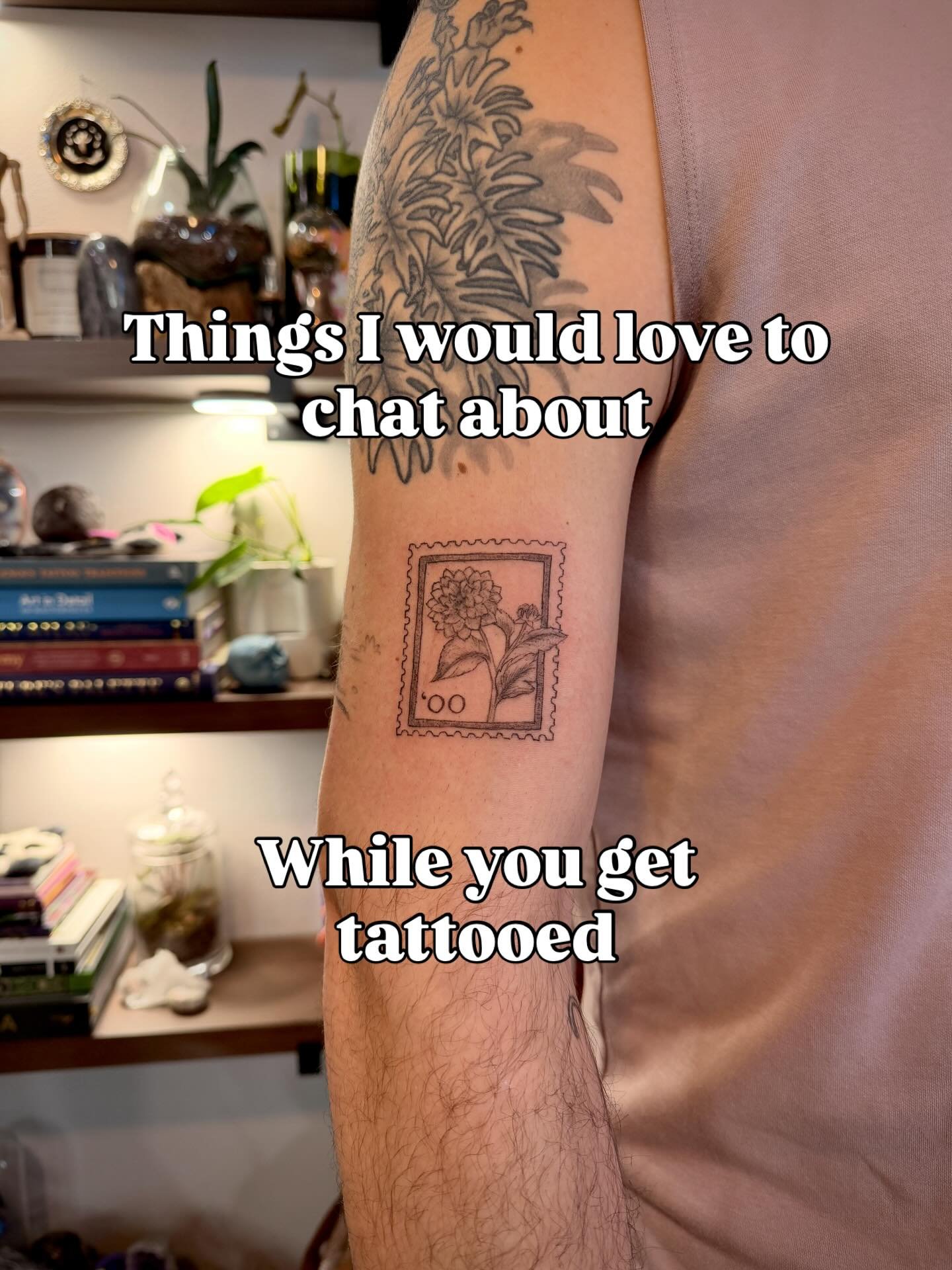 No pressure, you can totally bring your headphones and jam out to music the whole time, but I love a good chat! It&rsquo;s totally up to you ✨

#seattletattoo #finelinetattoo #illustratedtattoo #seattleartist