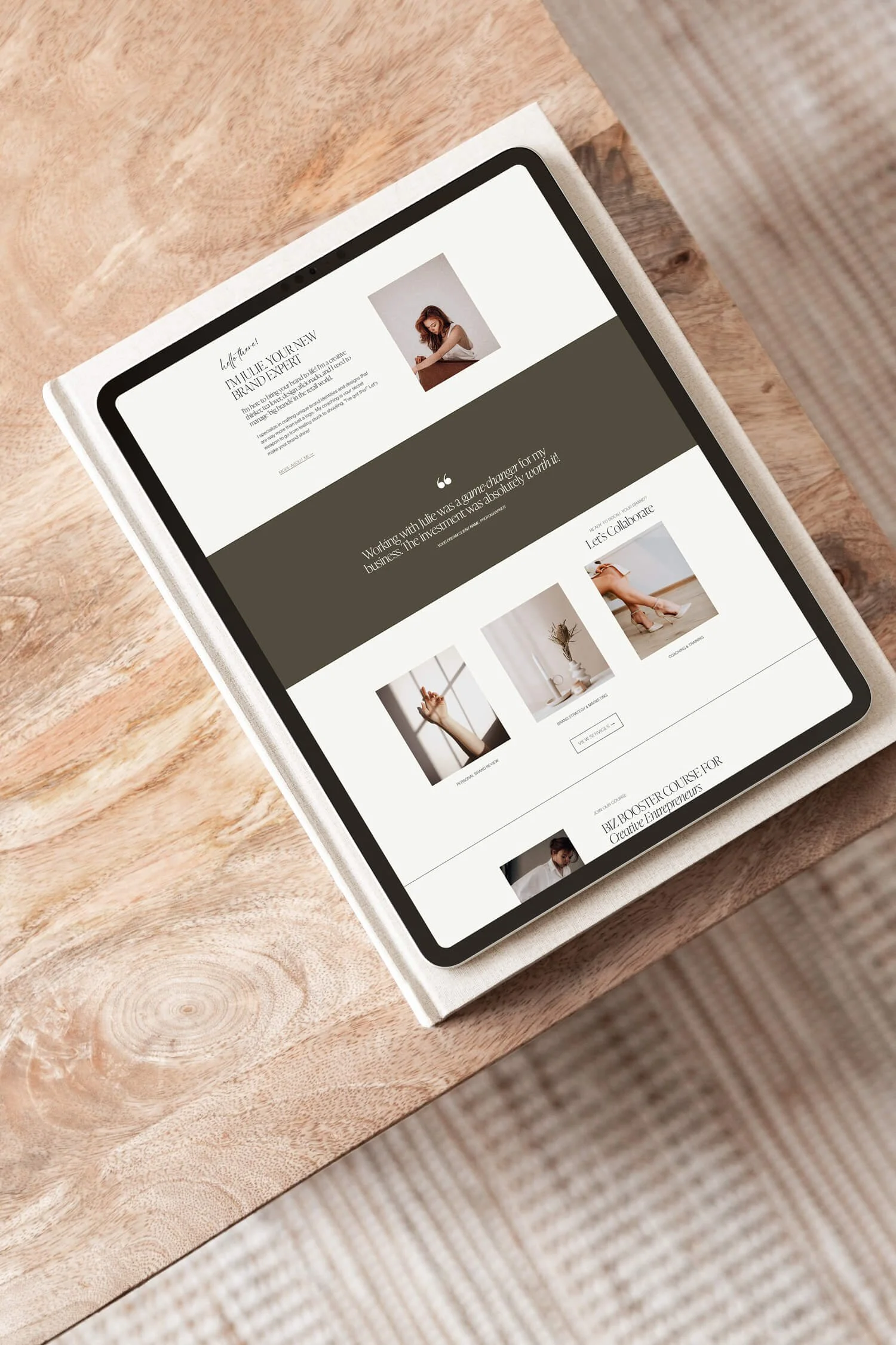 socialpulse squarespace template on ipad
